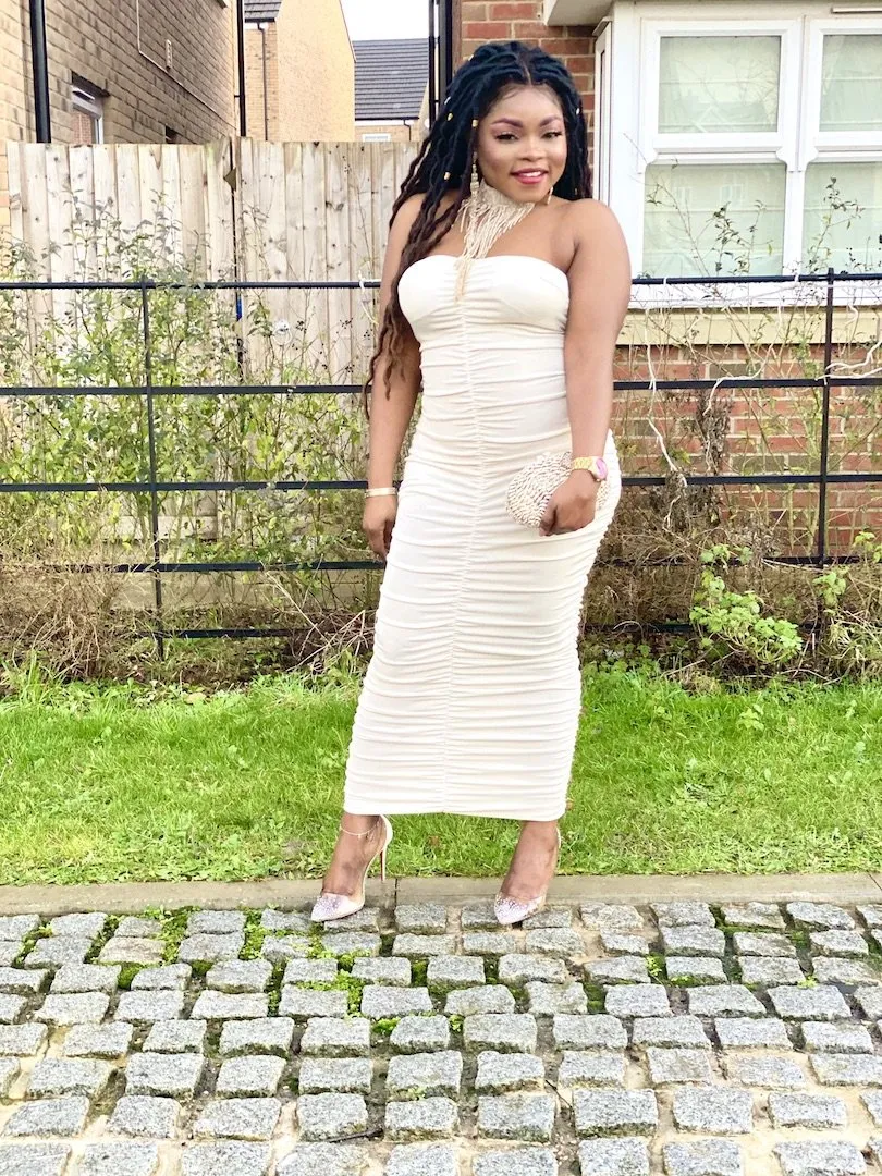 Ruched Bandeau Midi Dress