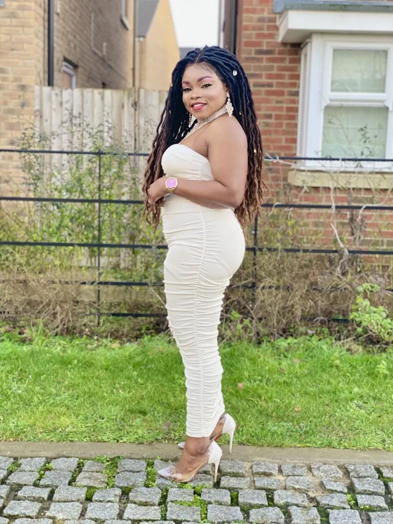 Ruched Bandeau Midi Dress