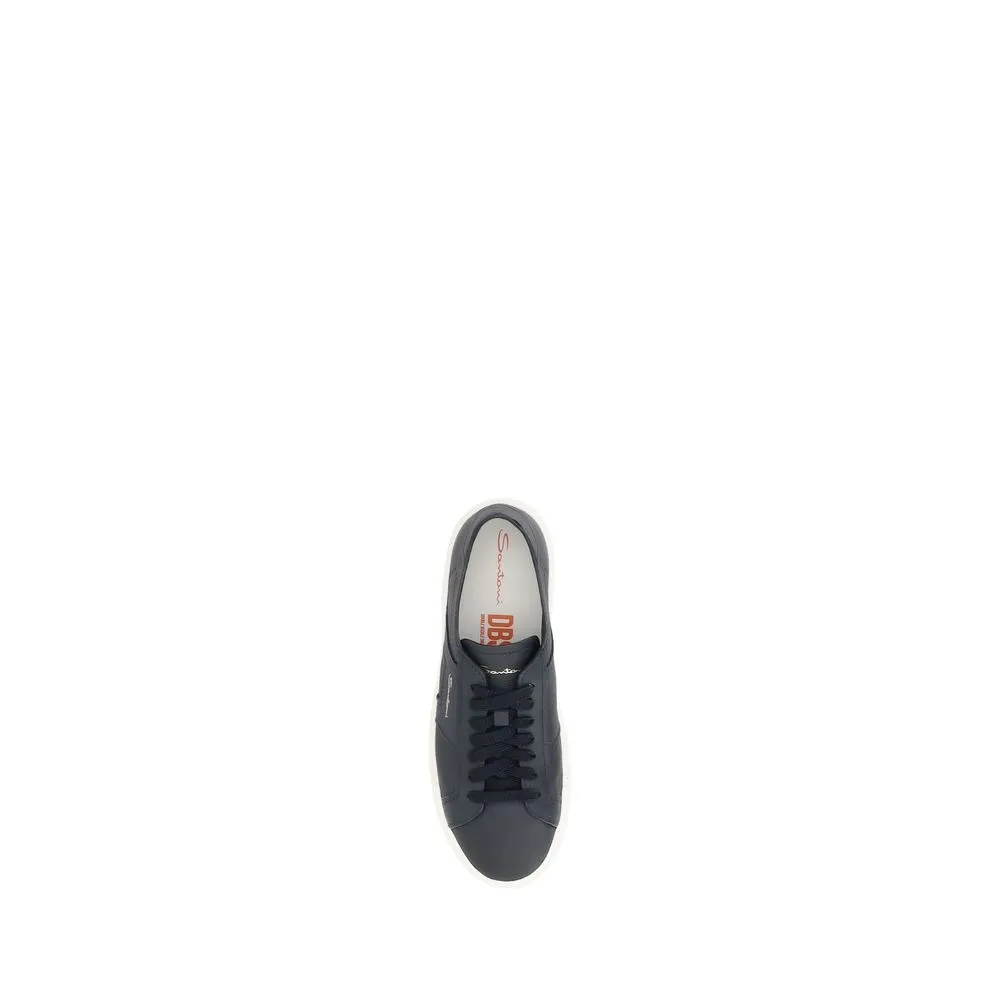 Santoni Leather Sneakers Met Monochrome Paneel Ontwerp