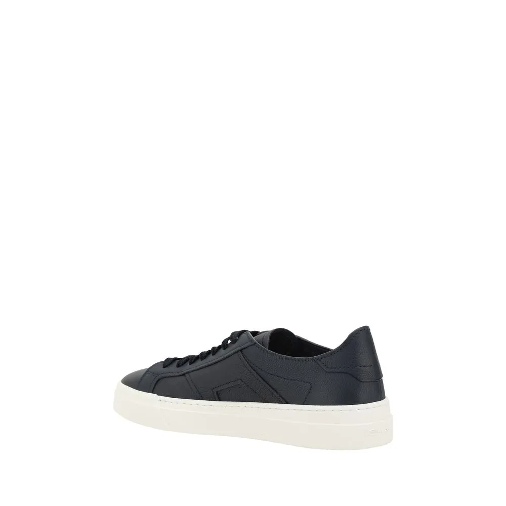Santoni Leather Sneakers Met Monochrome Paneel Ontwerp