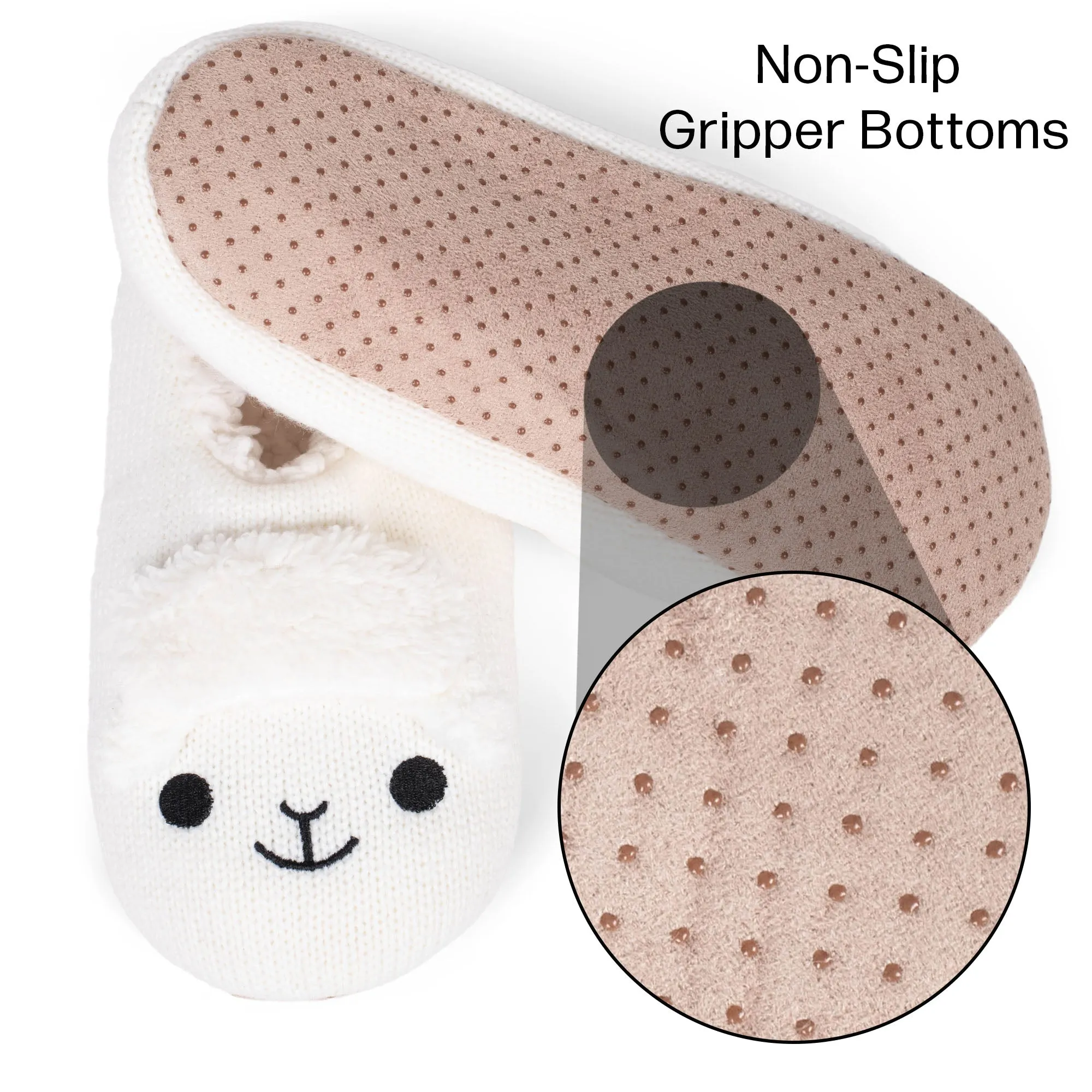 Sheep Ivory Women's Animal Cozy Plush Lined Non Slip Fuzzy Slipper - Large