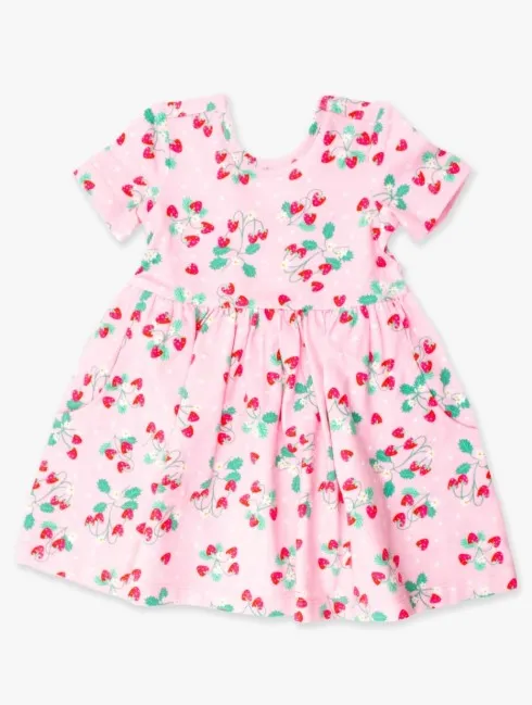 Short Sleeve Twirl Dress- Sweet As Strawberries