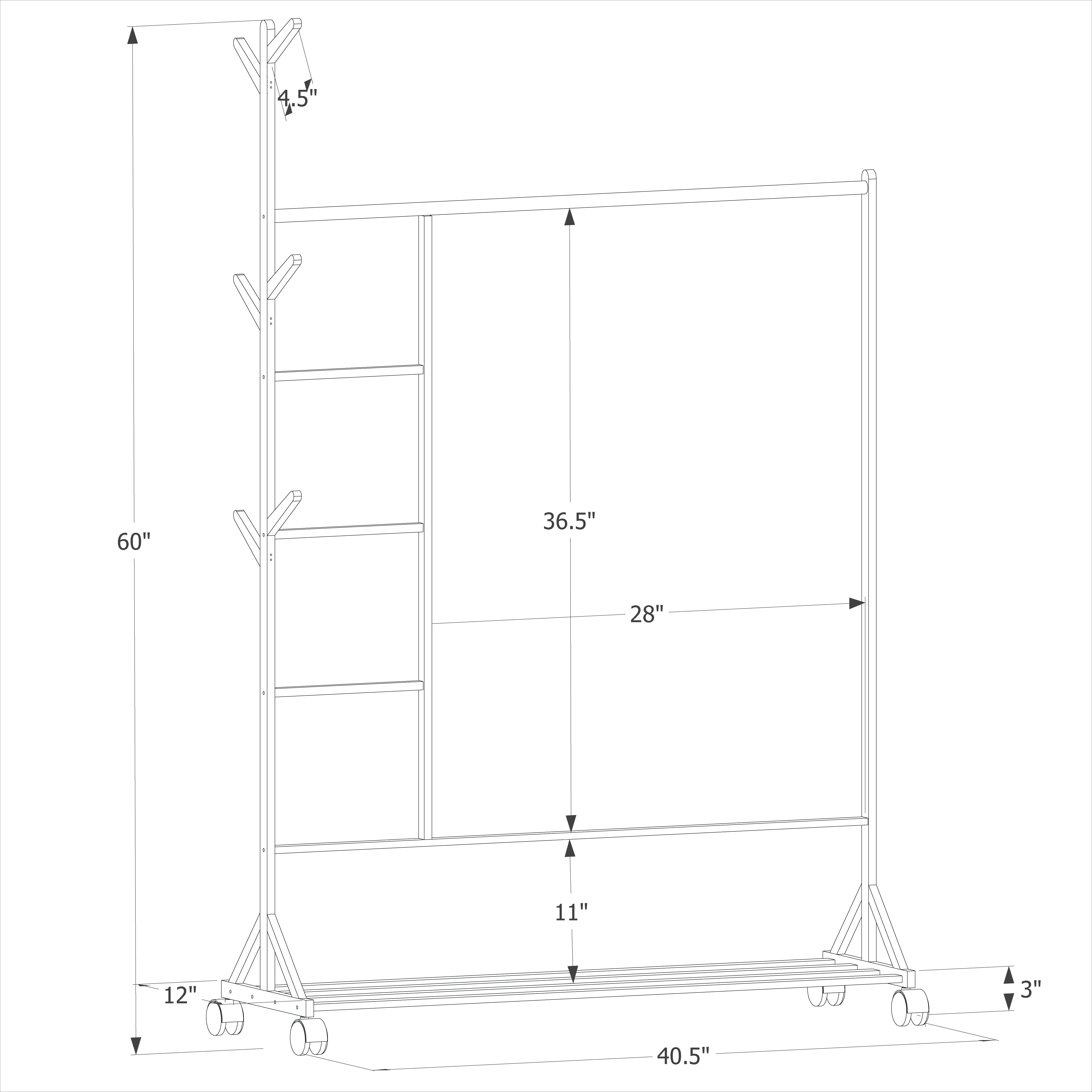 Sliding Garment Clothes Rack - with Pants Rack - Unequal Top
