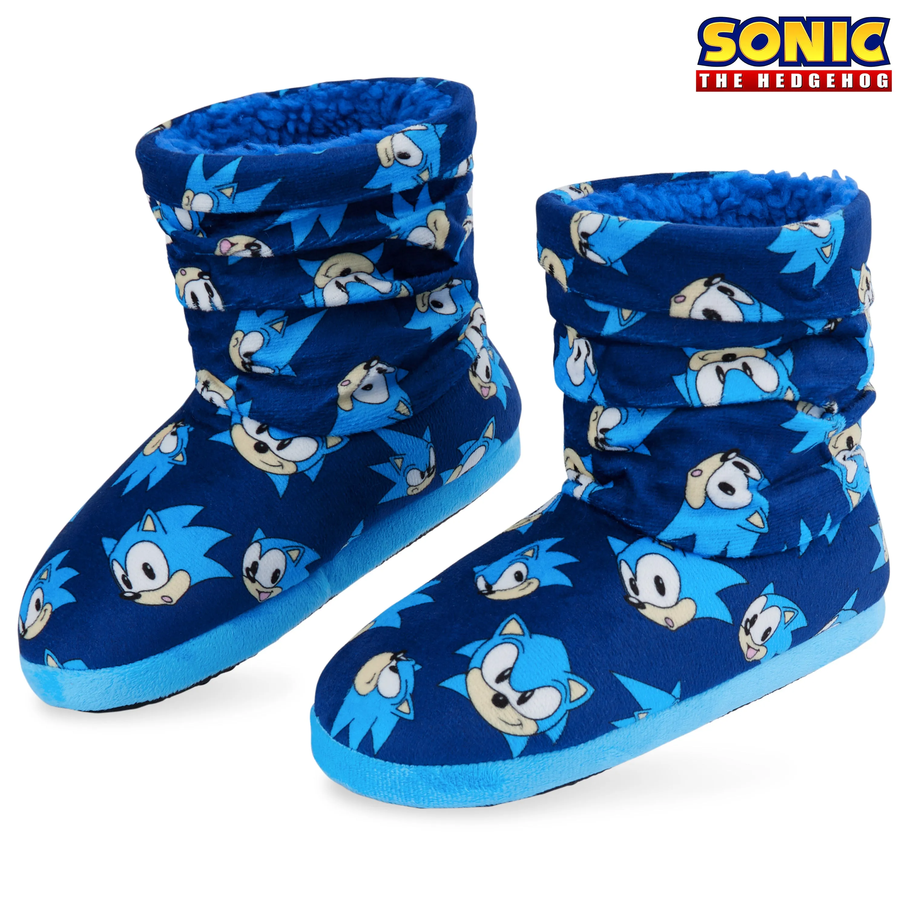 SONIC THE HEDGEHOG Boys Slippers Plush Indoor House Shoes Warm Boot Slippers Kids Size 11-1 Non Slip Sole Boys Gifts