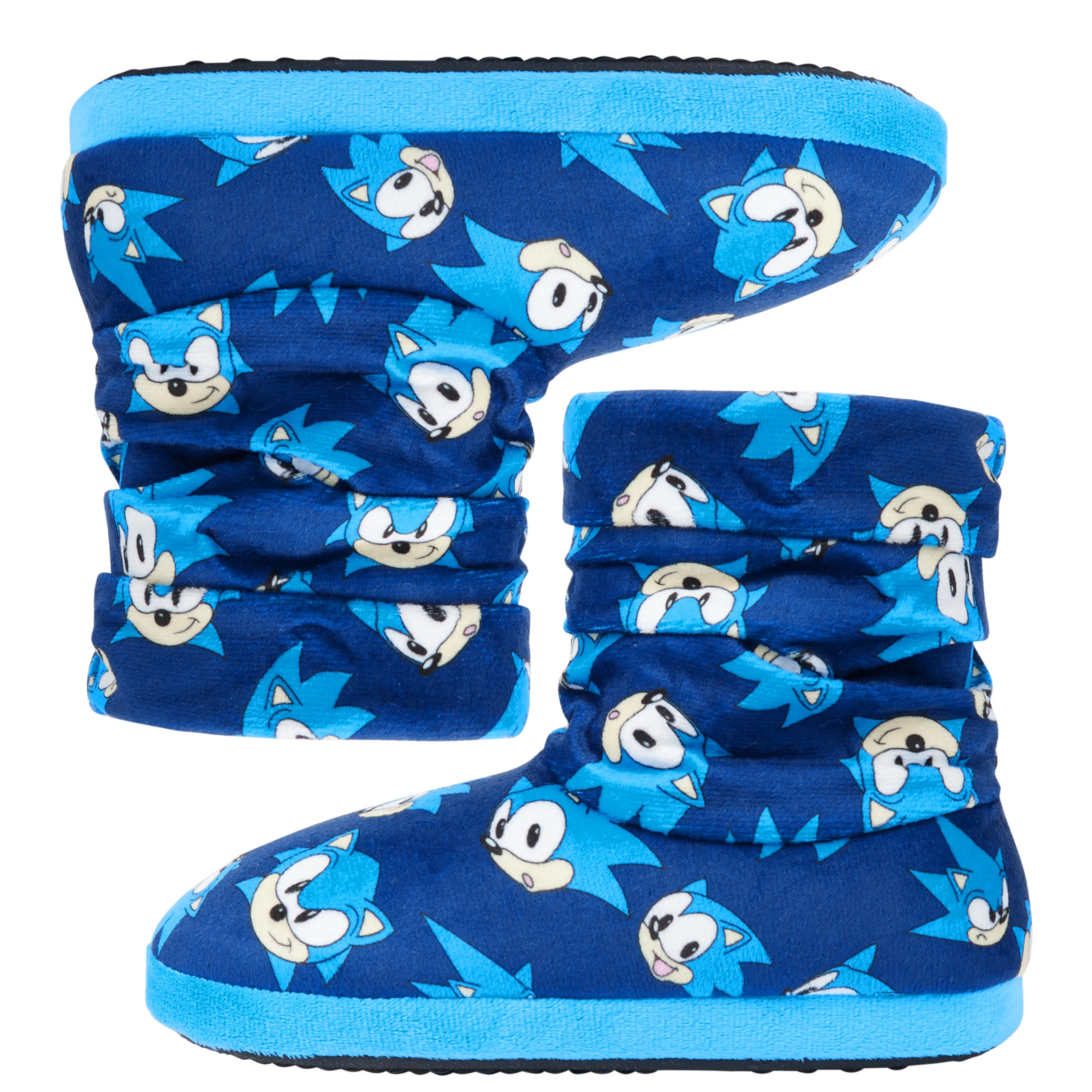 SONIC THE HEDGEHOG Boys Slippers Plush Indoor House Shoes Warm Boot Slippers Kids Size 11-1 Non Slip Sole Boys Gifts