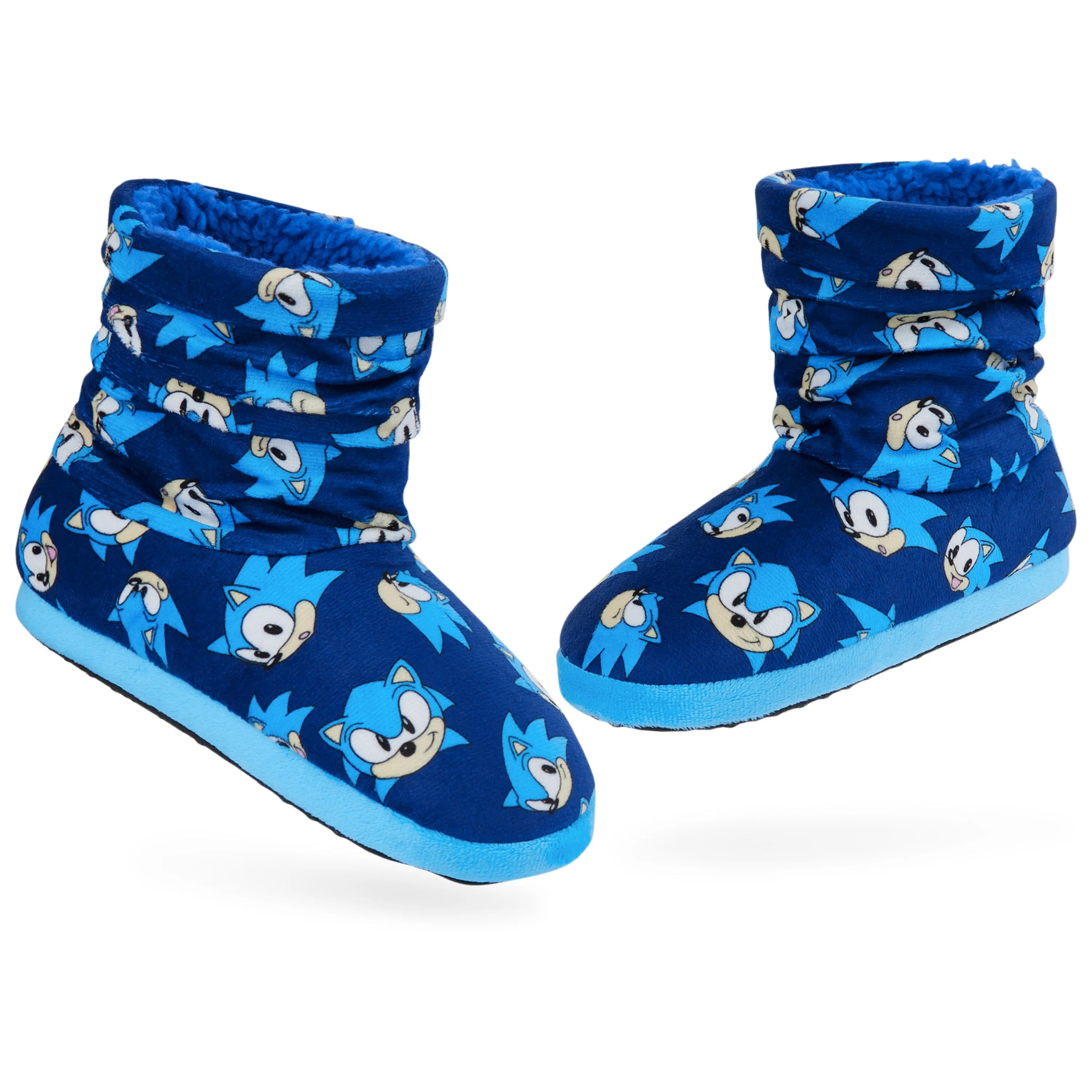 SONIC THE HEDGEHOG Boys Slippers Plush Indoor House Shoes Warm Boot Slippers Kids Size 11-1 Non Slip Sole Boys Gifts