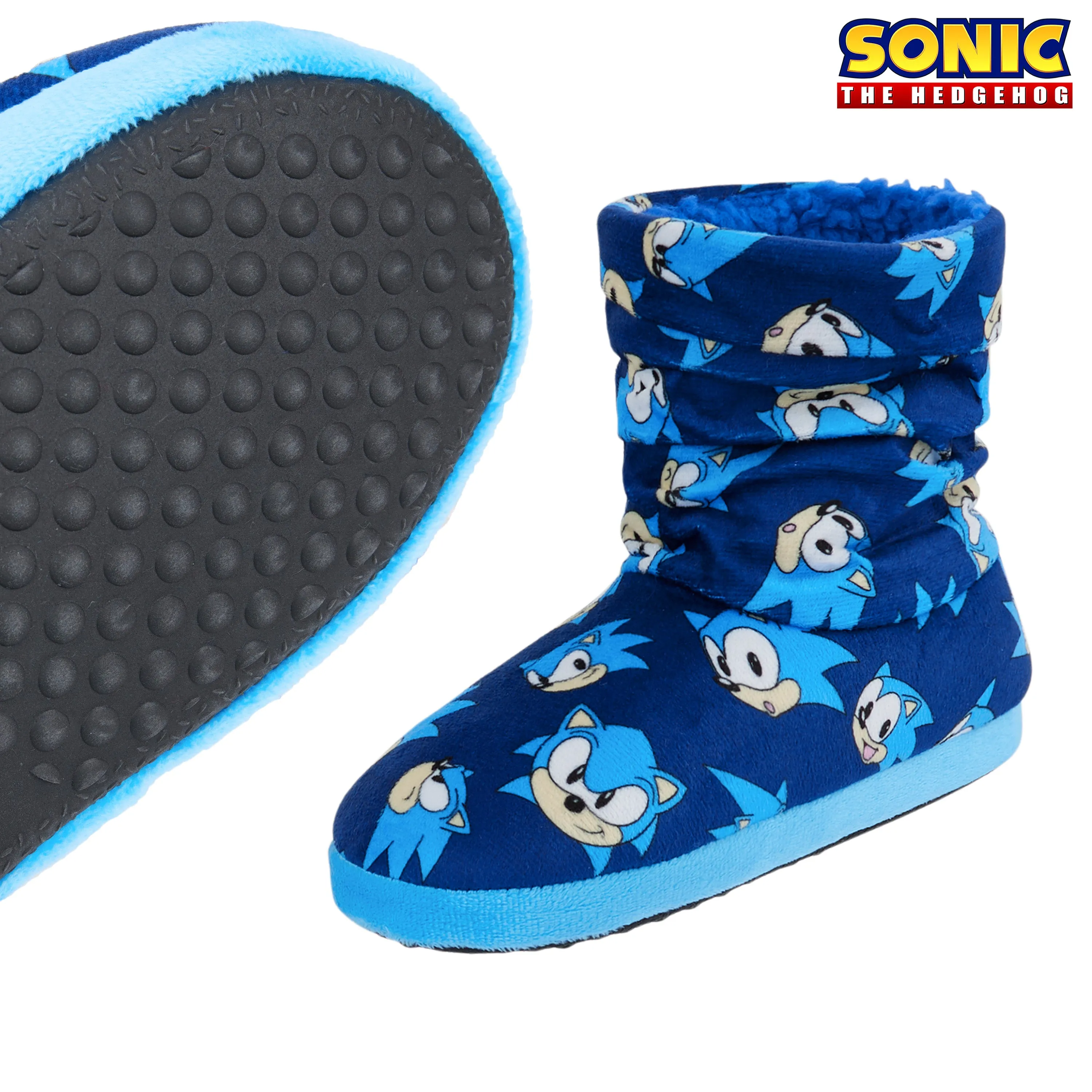 SONIC THE HEDGEHOG Boys Slippers Plush Indoor House Shoes Warm Boot Slippers Kids Size 11-1 Non Slip Sole Boys Gifts