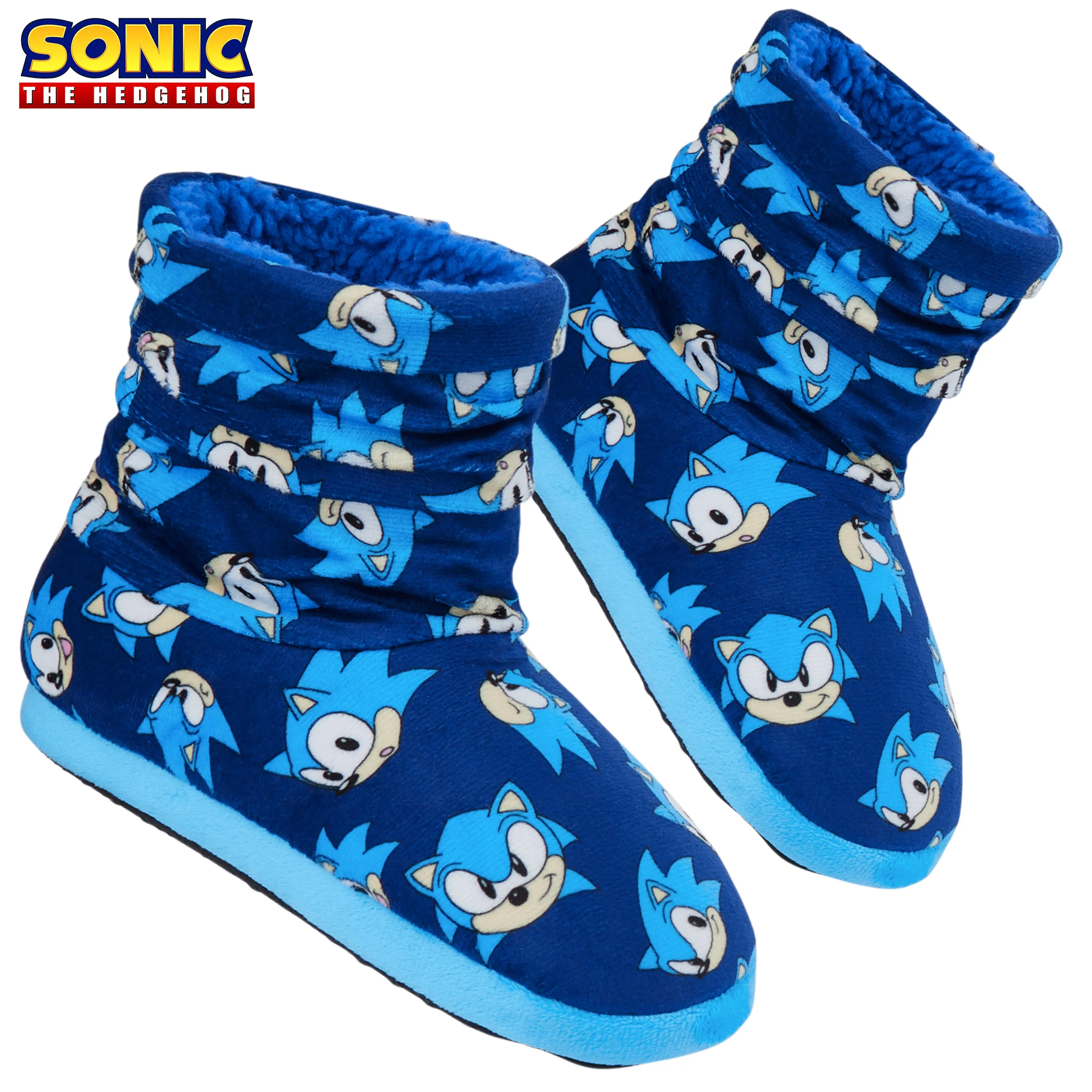 SONIC THE HEDGEHOG Boys Slippers Plush Indoor House Shoes Warm Boot Slippers Kids Size 11-1 Non Slip Sole Boys Gifts