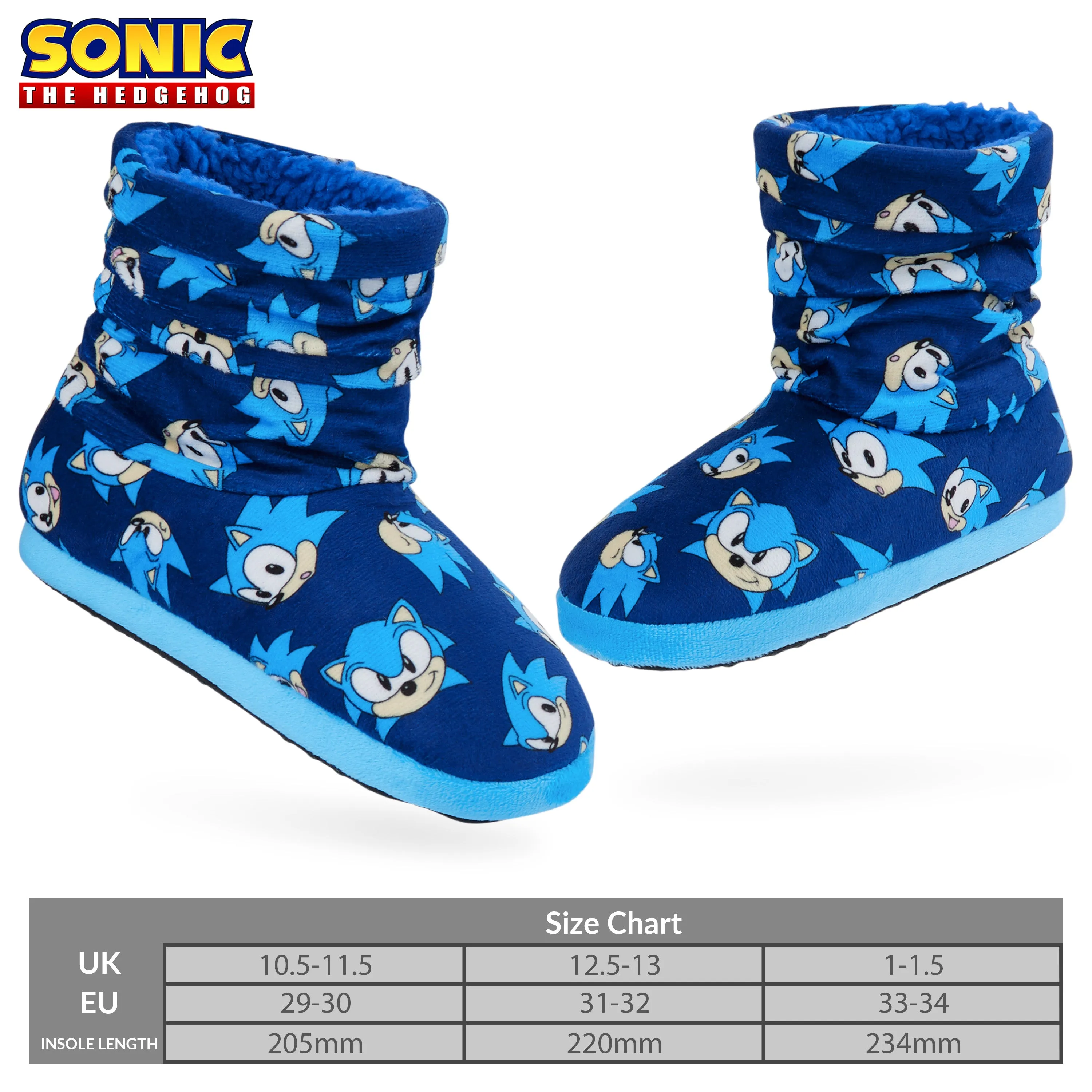 SONIC THE HEDGEHOG Boys Slippers Plush Indoor House Shoes Warm Boot Slippers Kids Size 11-1 Non Slip Sole Boys Gifts