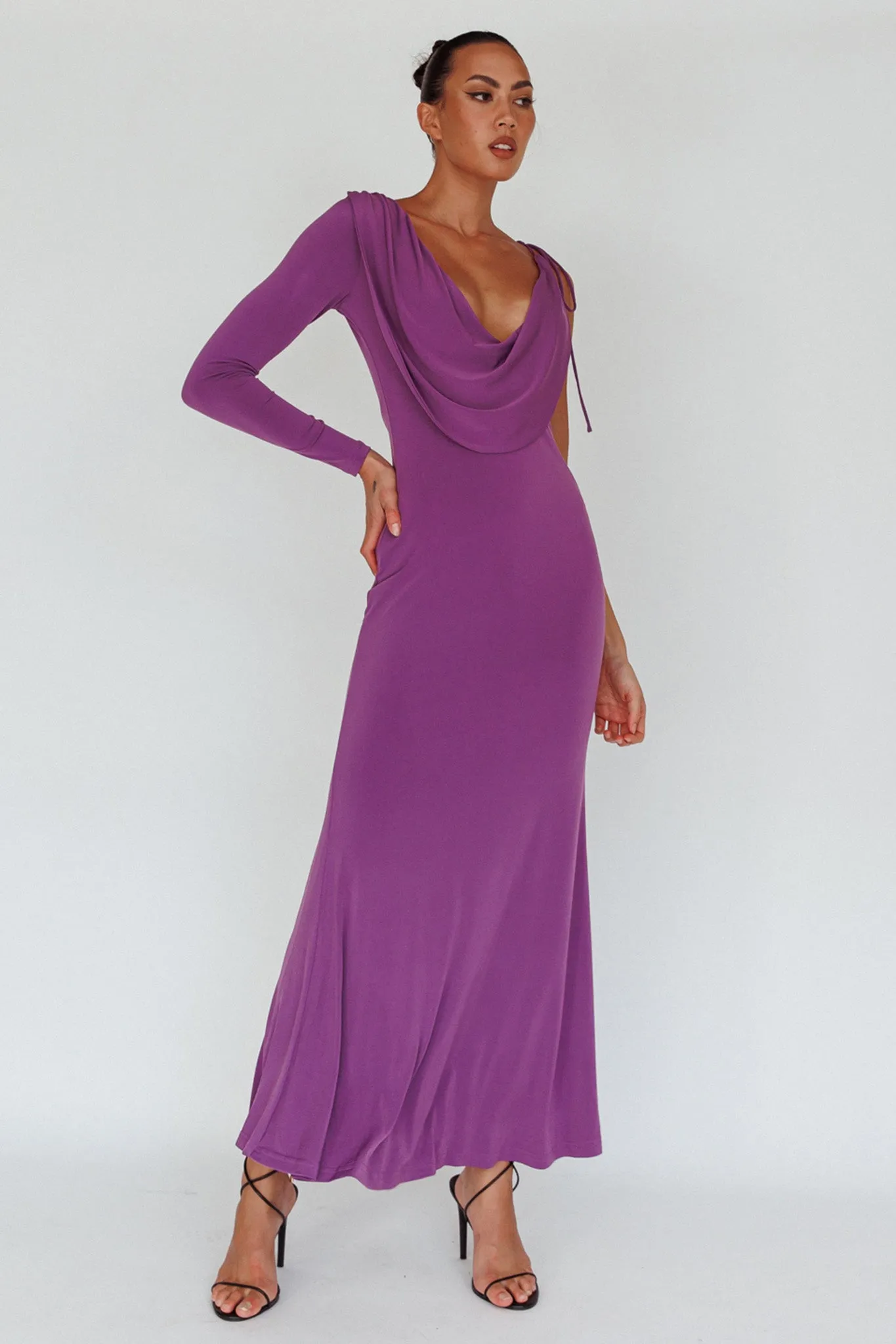 Star Walker One Sleeve Maxi Dress Purple