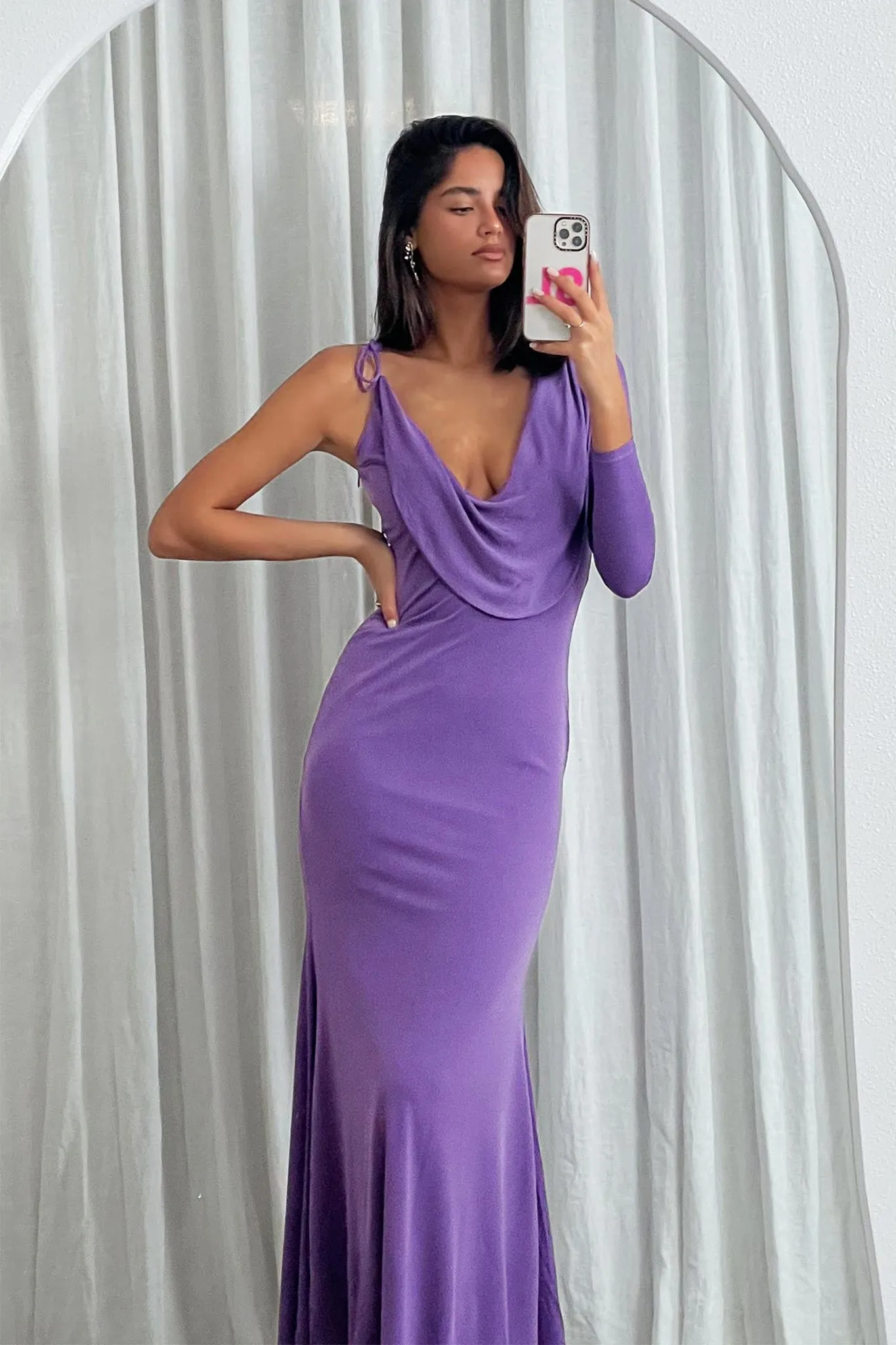 Star Walker One Sleeve Maxi Dress Purple