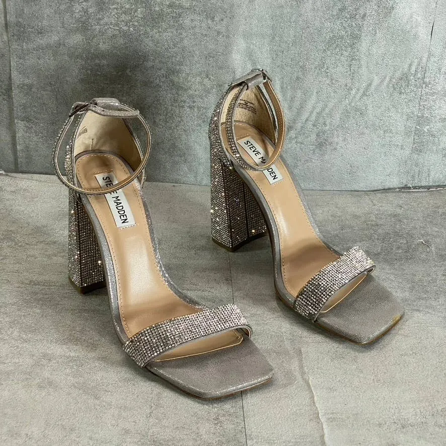 STEVE MADDEN Women's Silver Rhinestone Embellished Tiaa Square-Toe Two-Piece