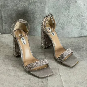 STEVE MADDEN Women's Silver Rhinestone Embellished Tiaa Square-Toe Two-Piece