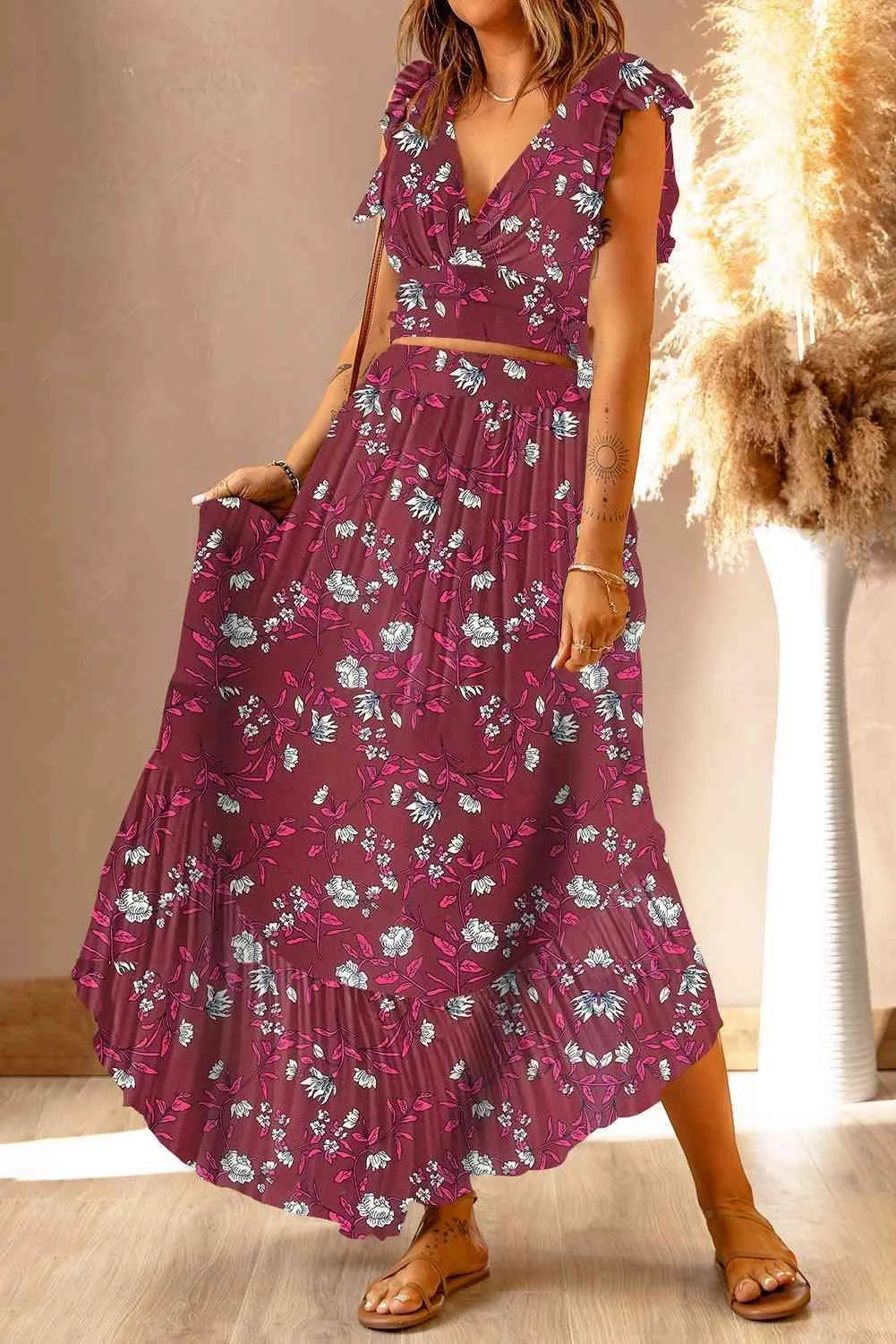 Summer Forever Maxi Skirt and Crop Top Set