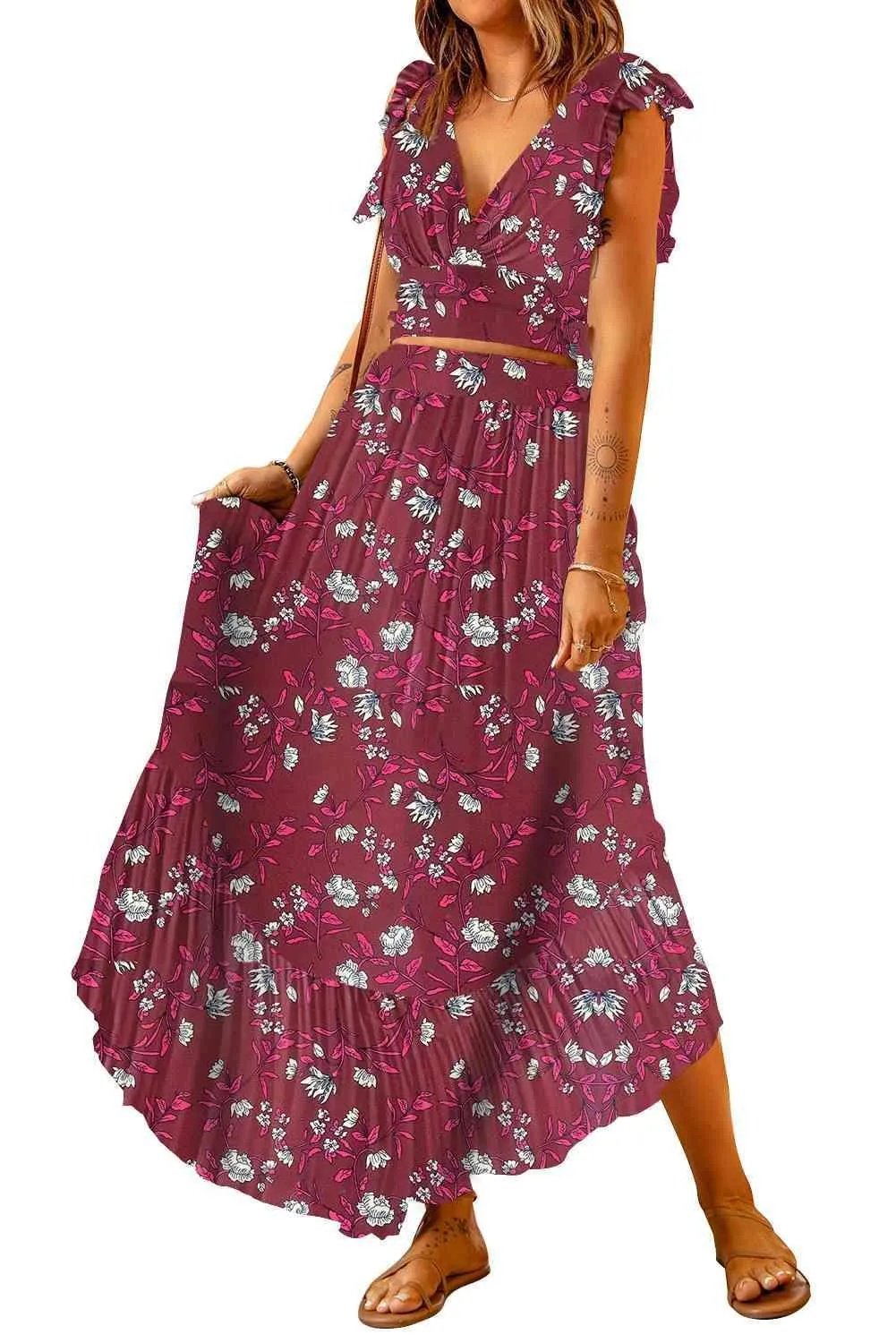 Summer Forever Maxi Skirt and Crop Top Set