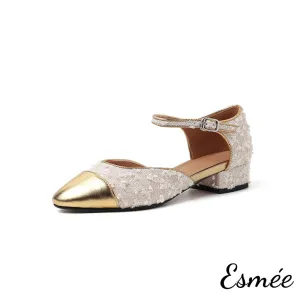 Textured Fabrics Sandals with Ankle Straps