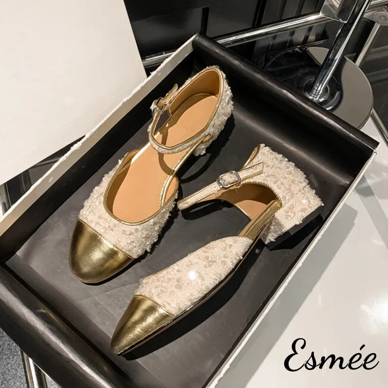 Textured Fabrics Sandals with Ankle Straps