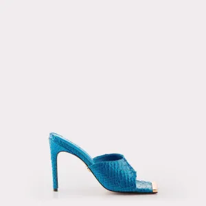 TEXTURED LEATHER MULES KALINA BLUE