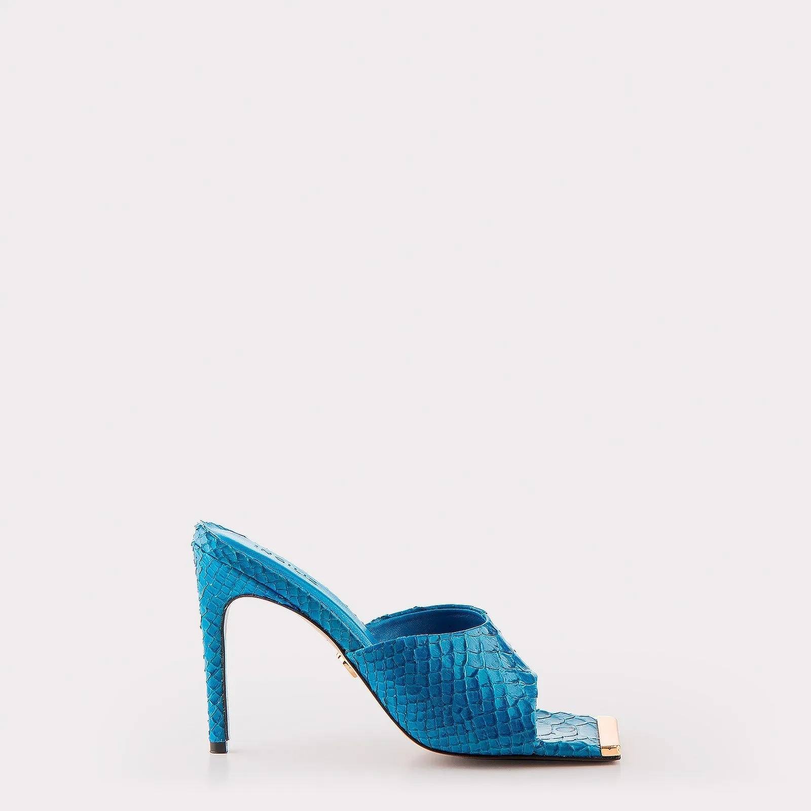 TEXTURED LEATHER MULES KALINA BLUE