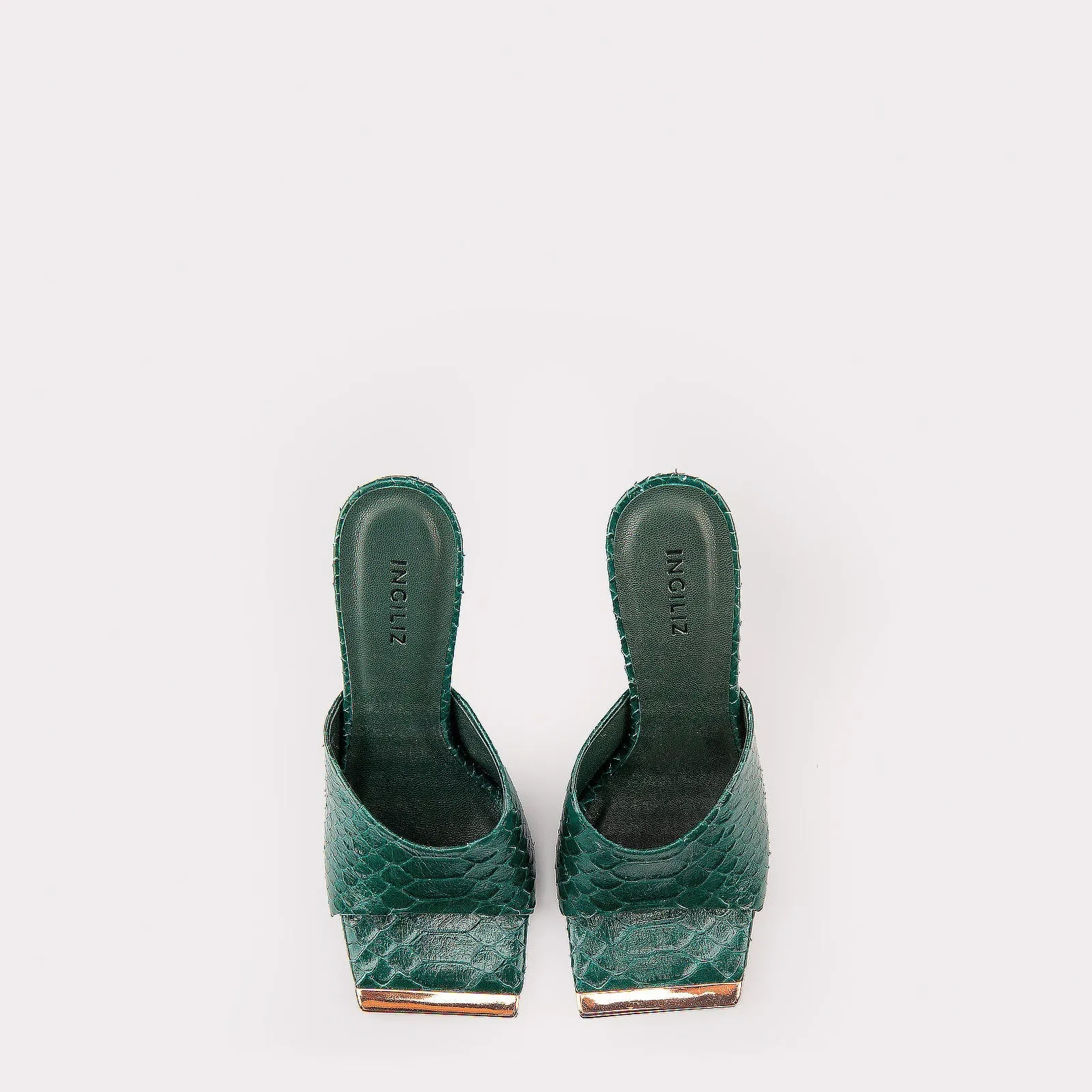 TEXTURED LEATHER MULES KALINA WINTER GREEN