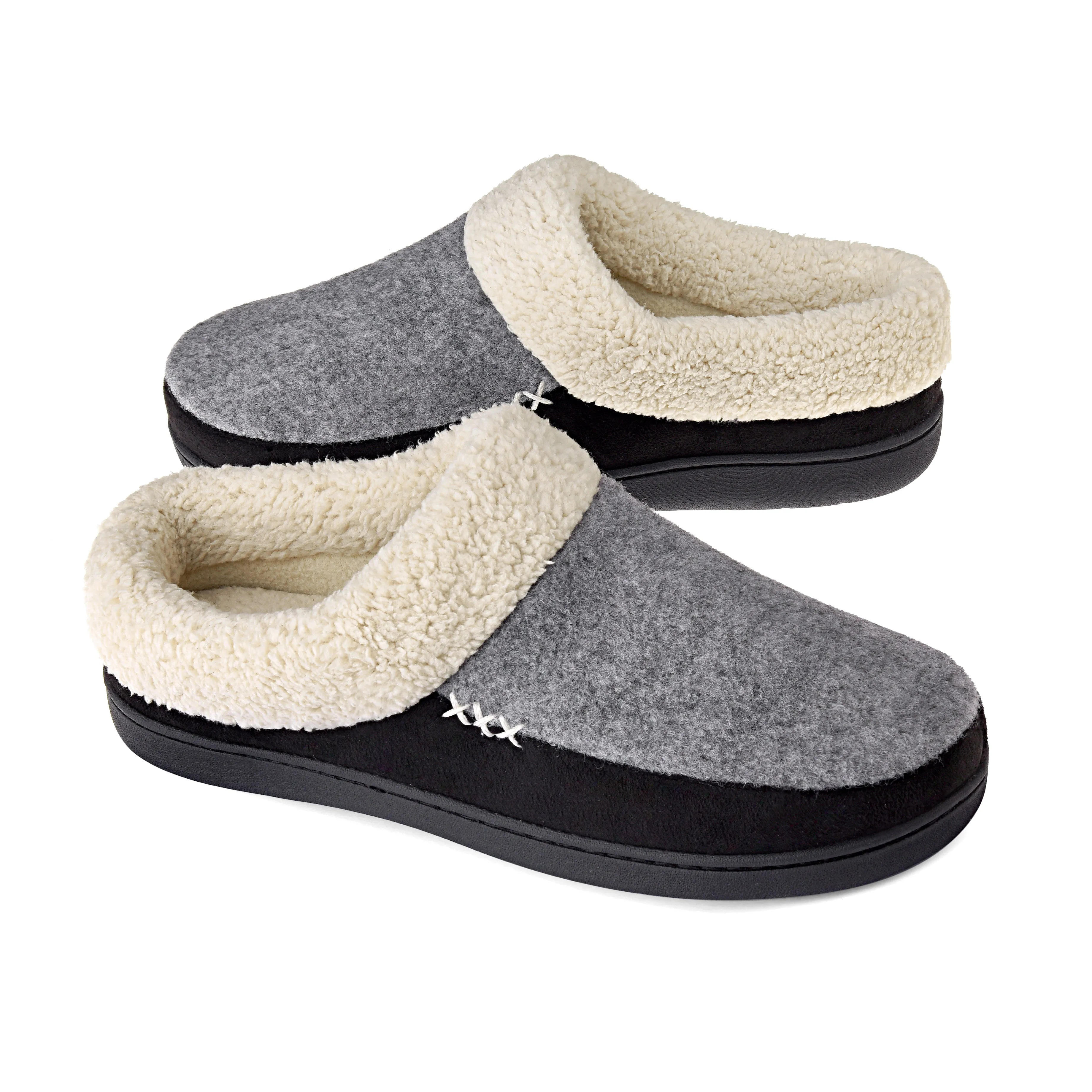 VONMAY Men's Slippers Fuzzy House Shoes Memory Foam Slip On Clog Plush Wool Fleece Garden Shoes