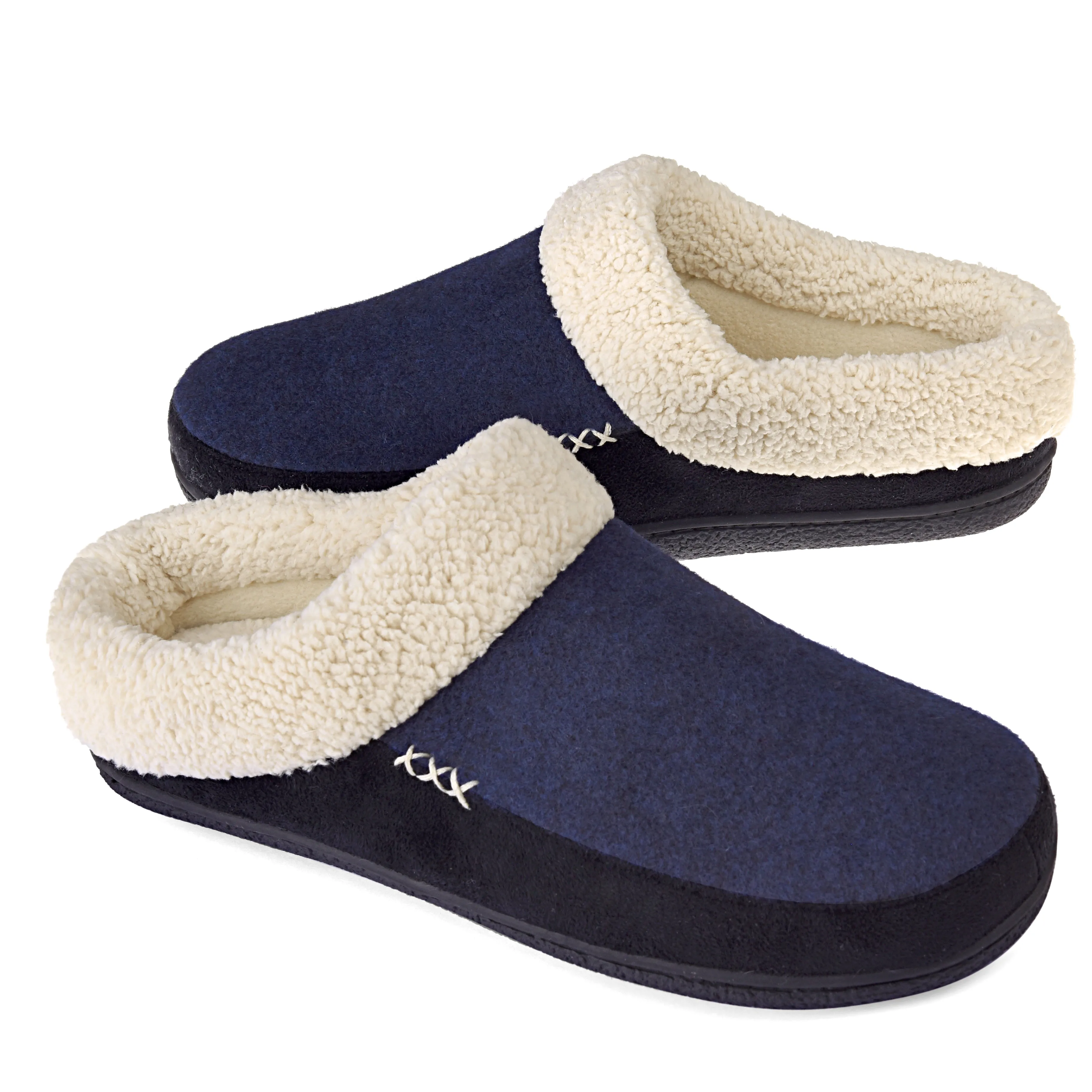 VONMAY Men's Slippers Fuzzy House Shoes Memory Foam Slip On Clog Plush Wool Fleece Garden Shoes