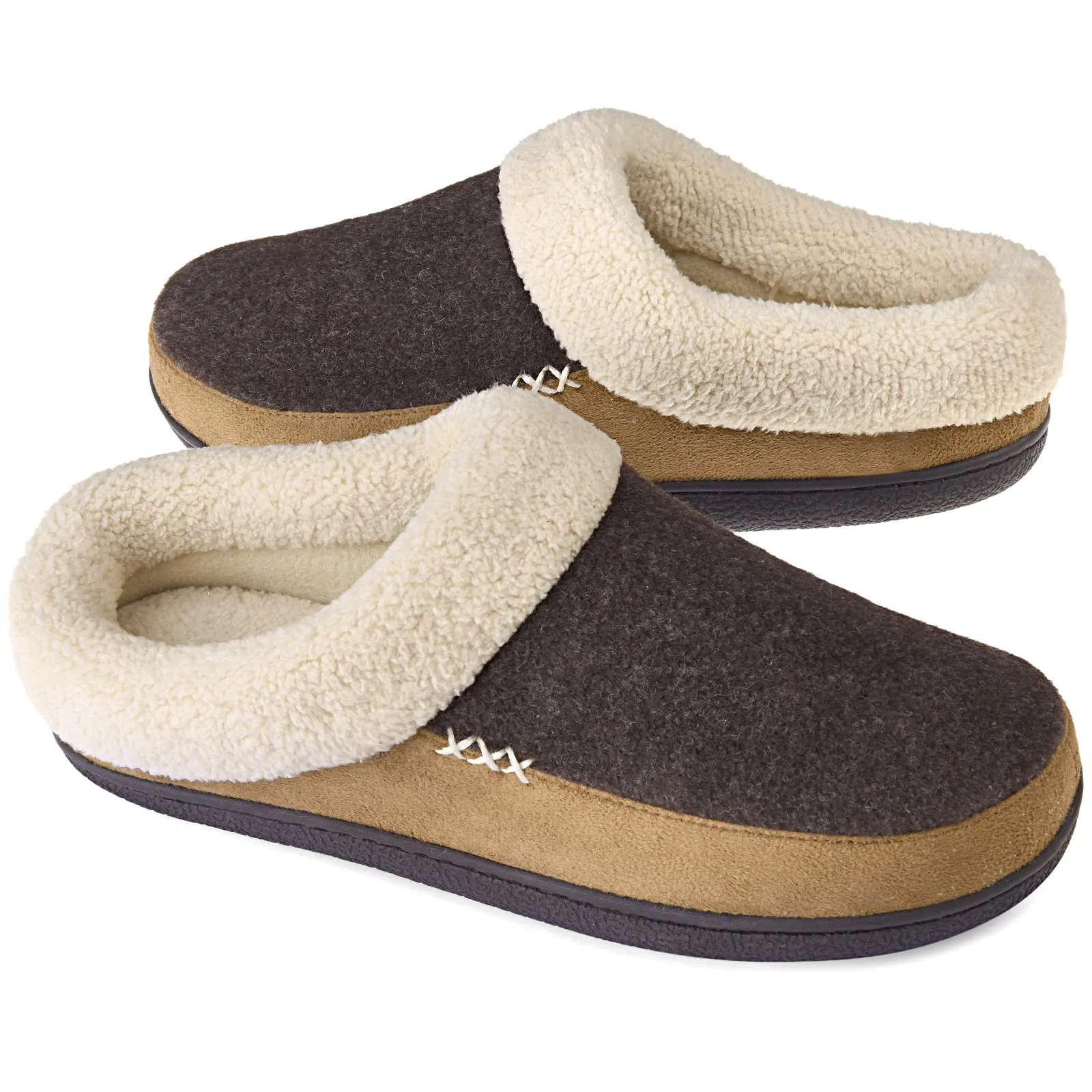 VONMAY Men's Slippers Fuzzy House Shoes Memory Foam Slip On Clog Plush Wool Fleece Garden Shoes