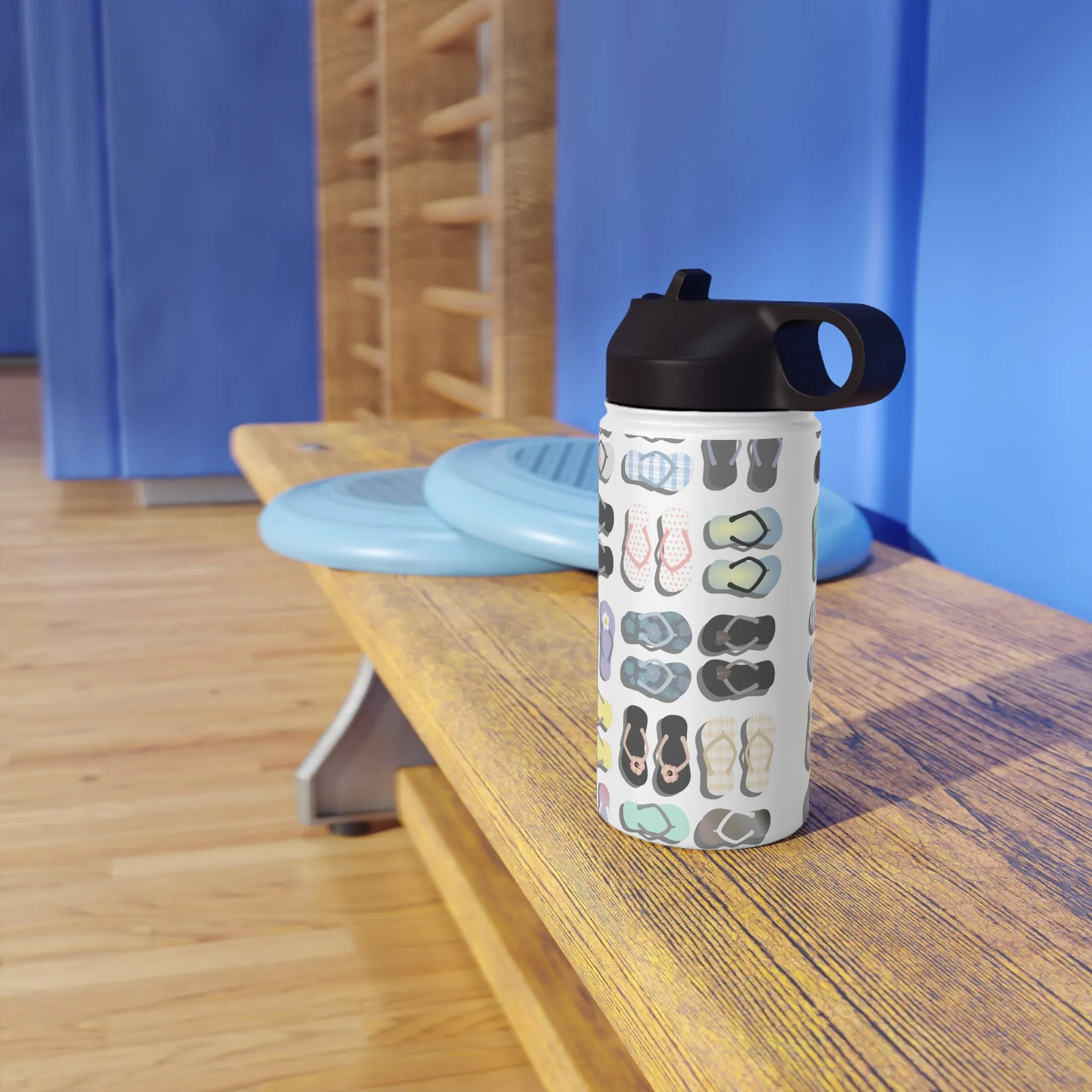 Water Bottle, 3 sizes, Stainless Steel with Sip Straw- Sandy Pua Toes in my Rubbah Slippahs