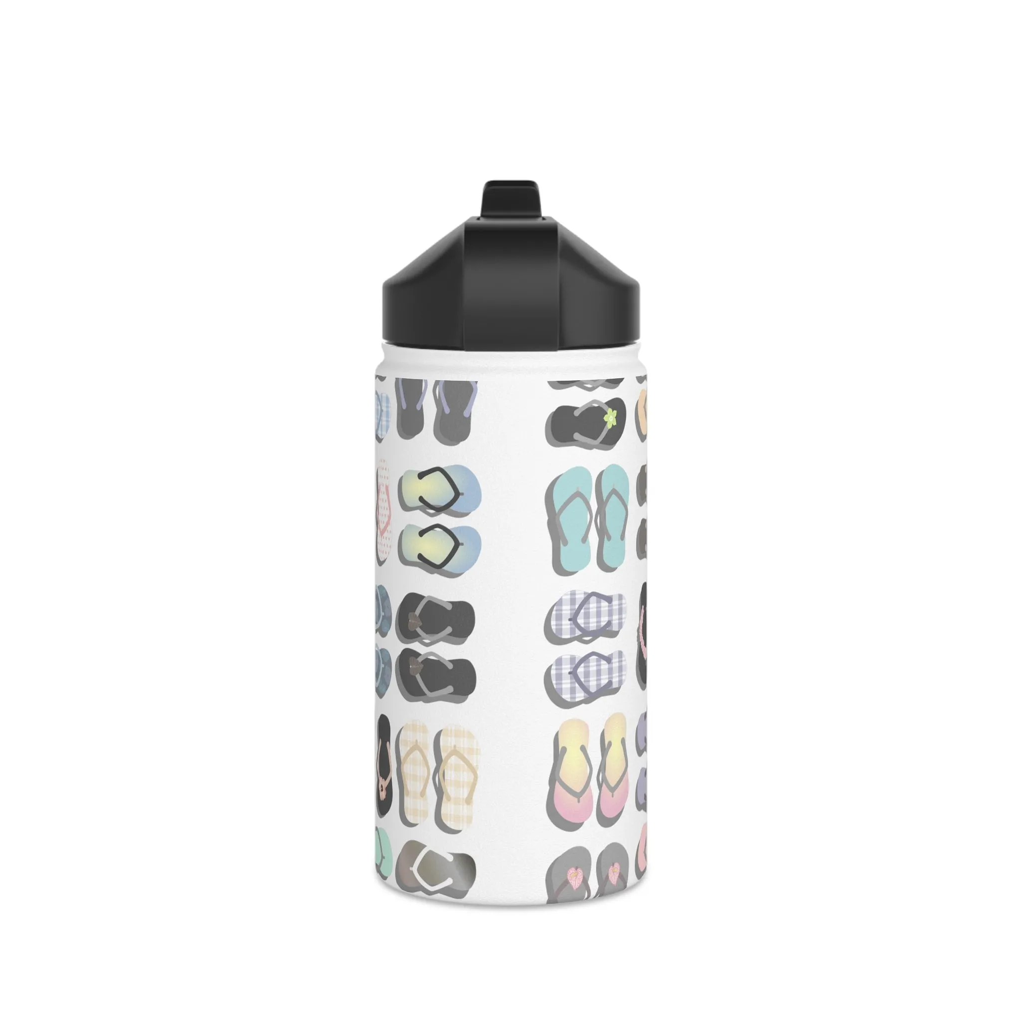 Water Bottle, 3 sizes, Stainless Steel with Sip Straw- Sandy Pua Toes in my Rubbah Slippahs