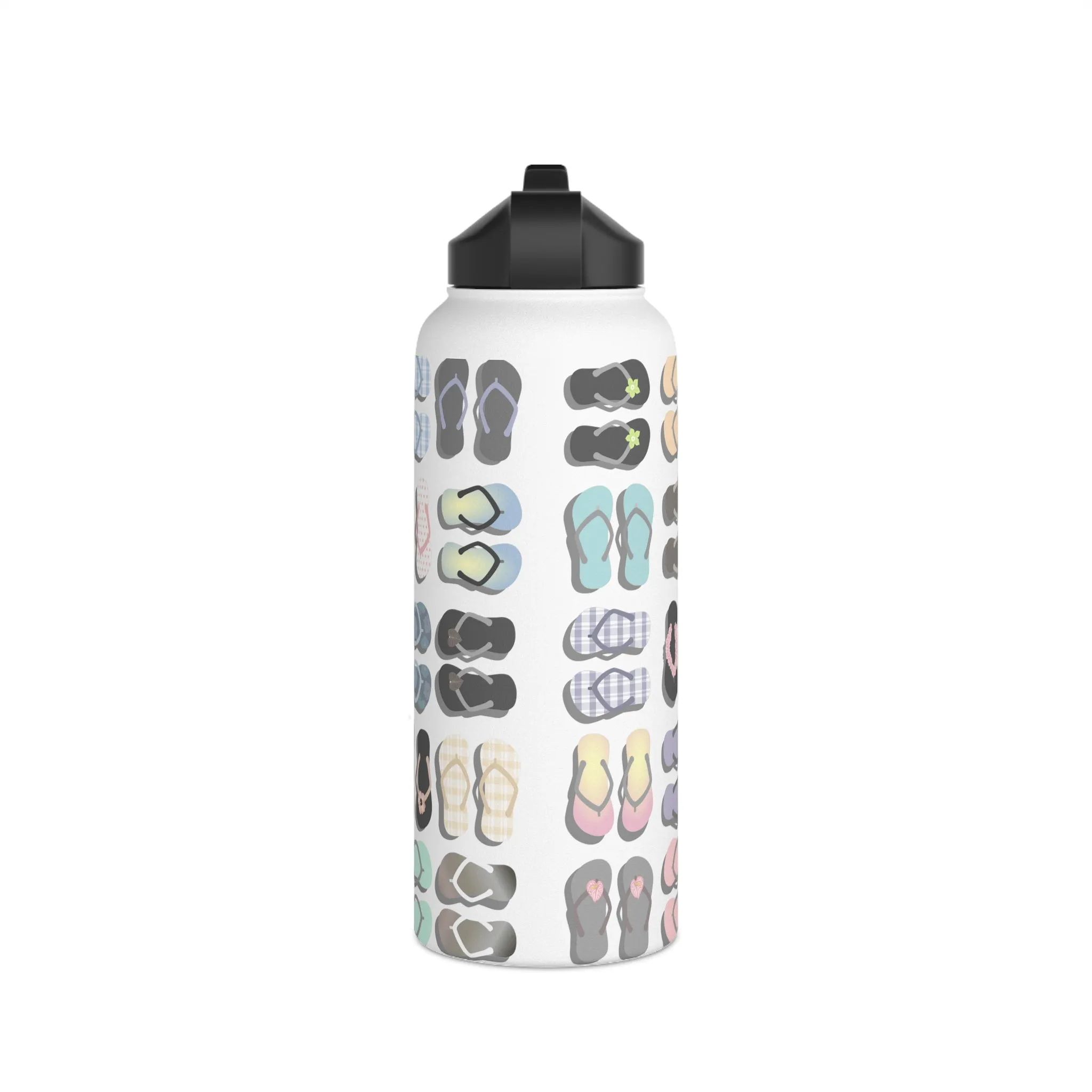 Water Bottle, 3 sizes, Stainless Steel with Sip Straw- Sandy Pua Toes in my Rubbah Slippahs