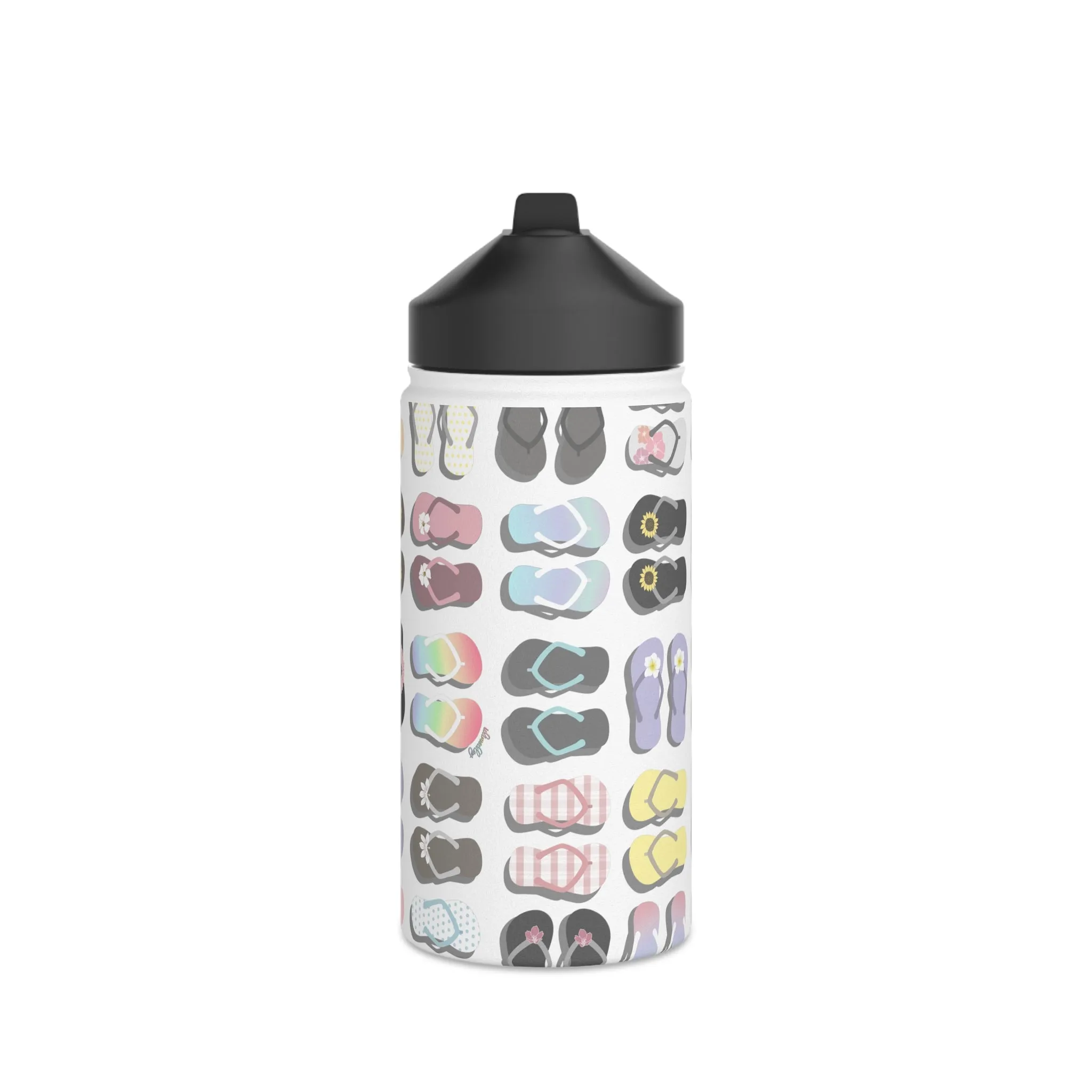 Water Bottle, 3 sizes, Stainless Steel with Sip Straw- Sandy Pua Toes in my Rubbah Slippahs