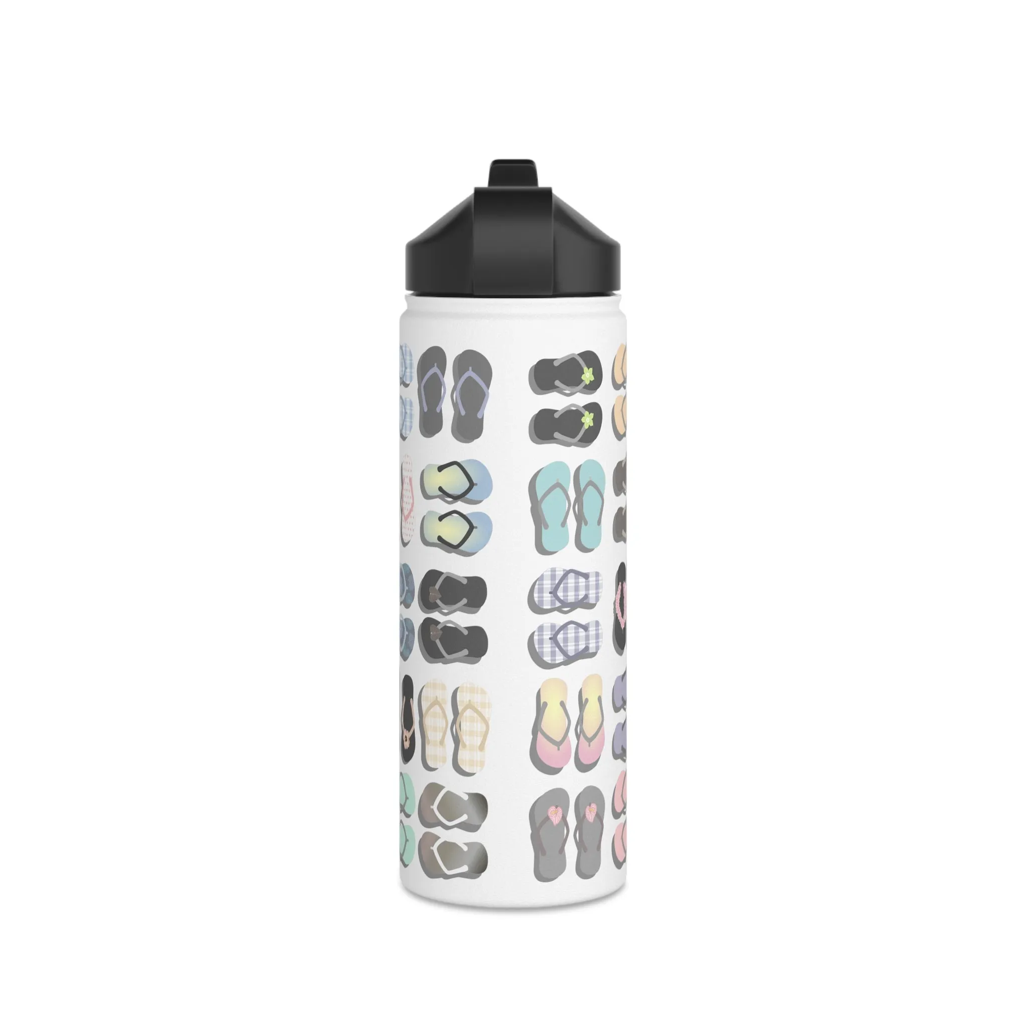 Water Bottle, 3 sizes, Stainless Steel with Sip Straw- Sandy Pua Toes in my Rubbah Slippahs