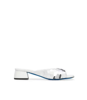 White nappa leather mules with sequins