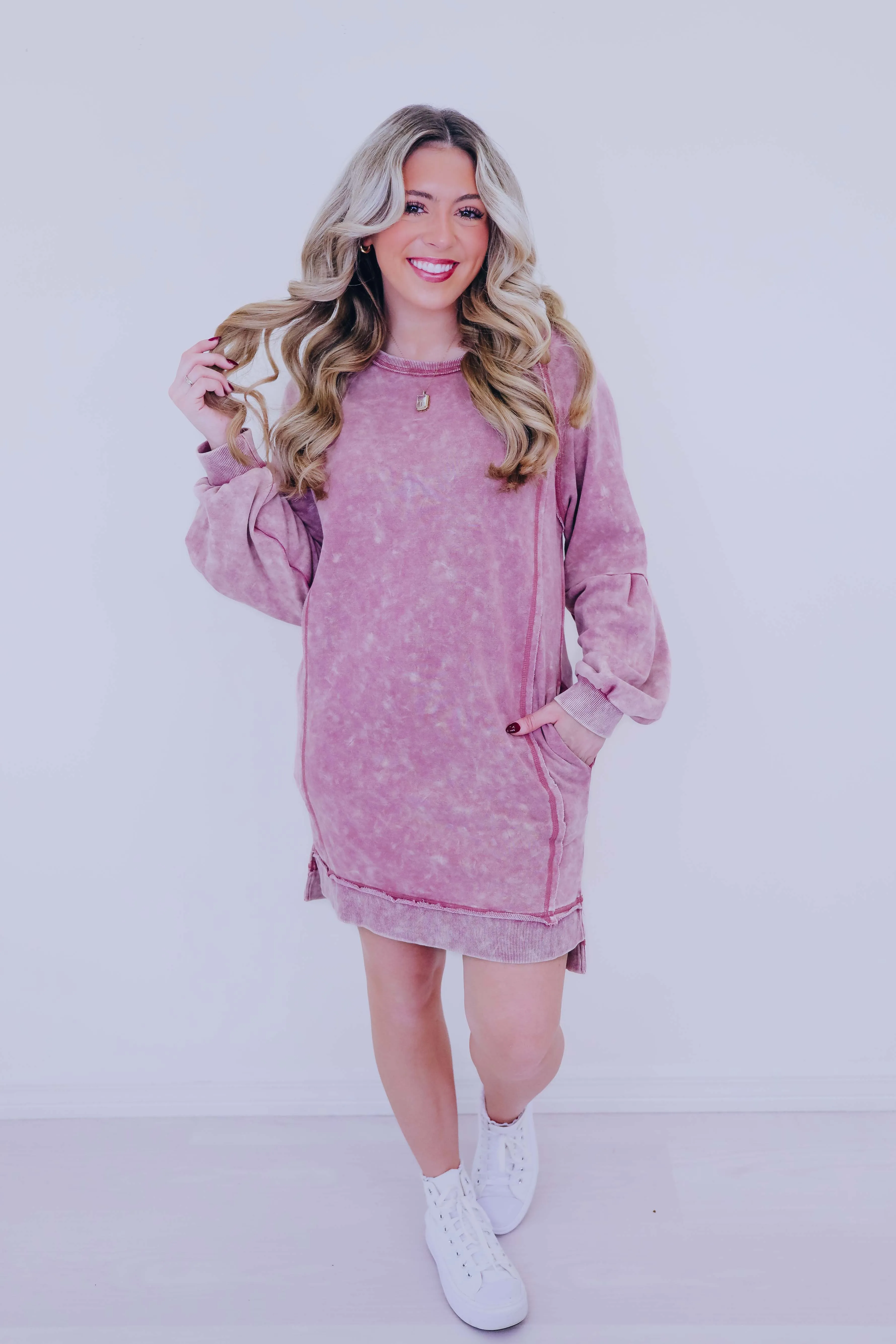 Willa Washed Sweatshirt Mini Dress - 5 Colors