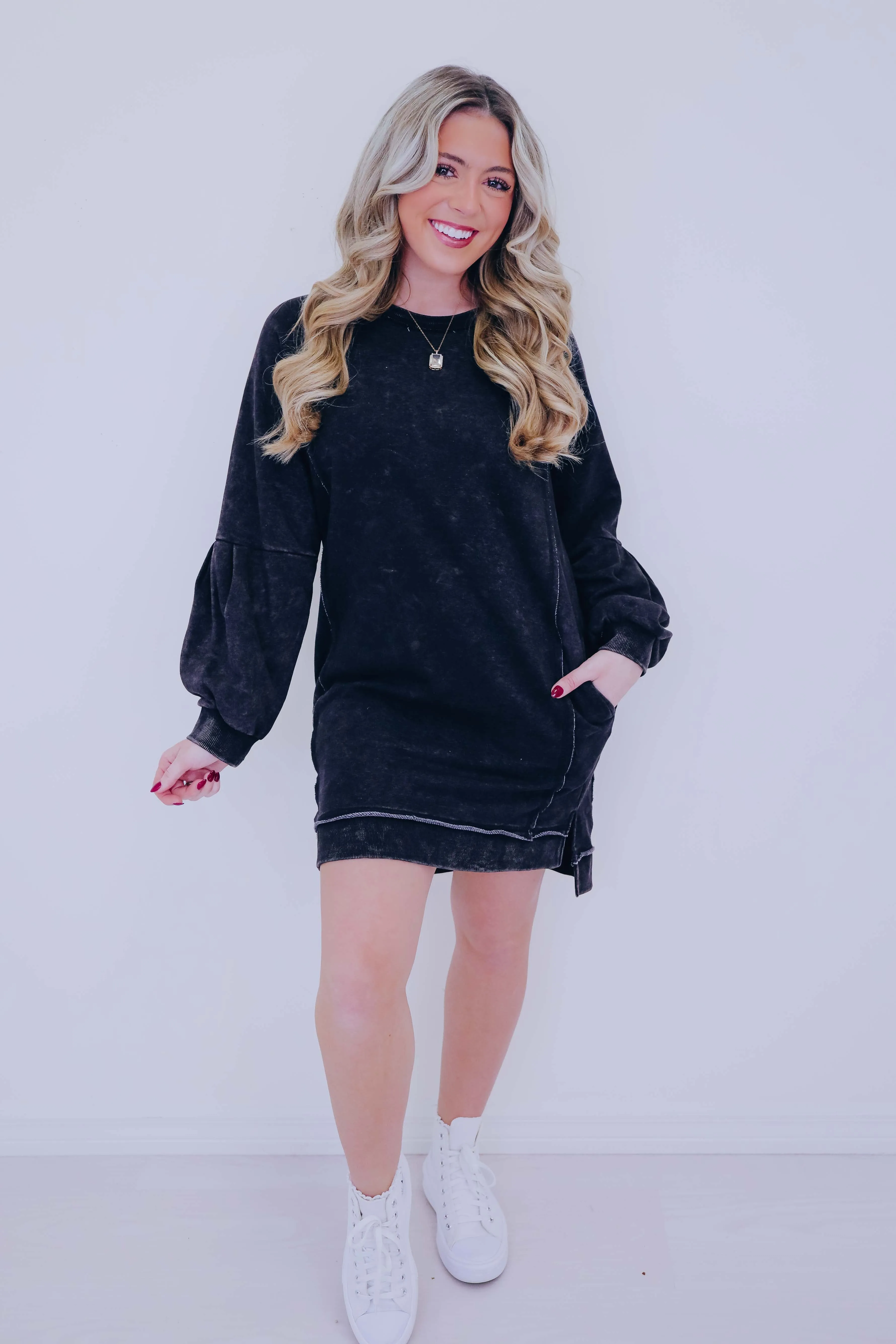Willa Washed Sweatshirt Mini Dress - 5 Colors