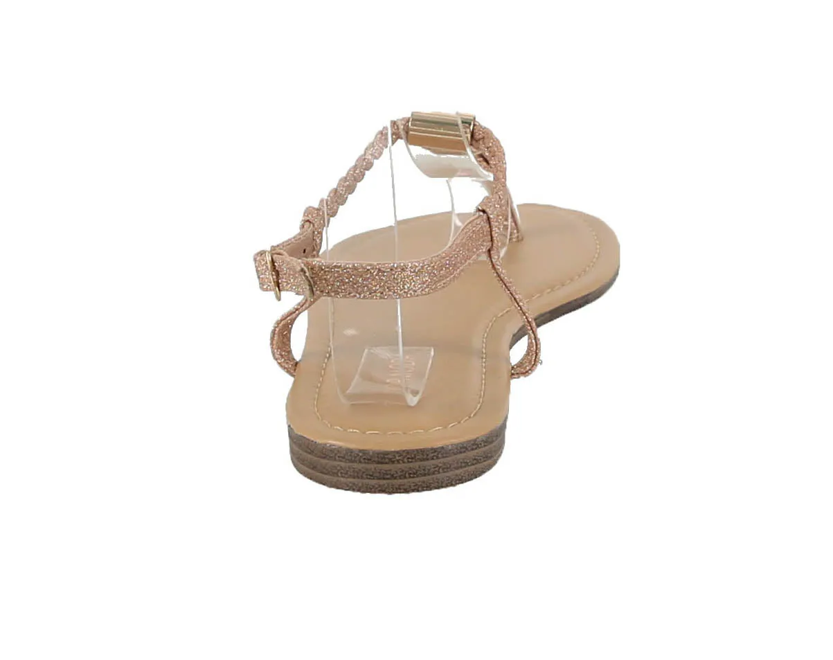 WOMAN'S SHOES ROSE GOLD GLITTER SANDALS GARDENIA-1