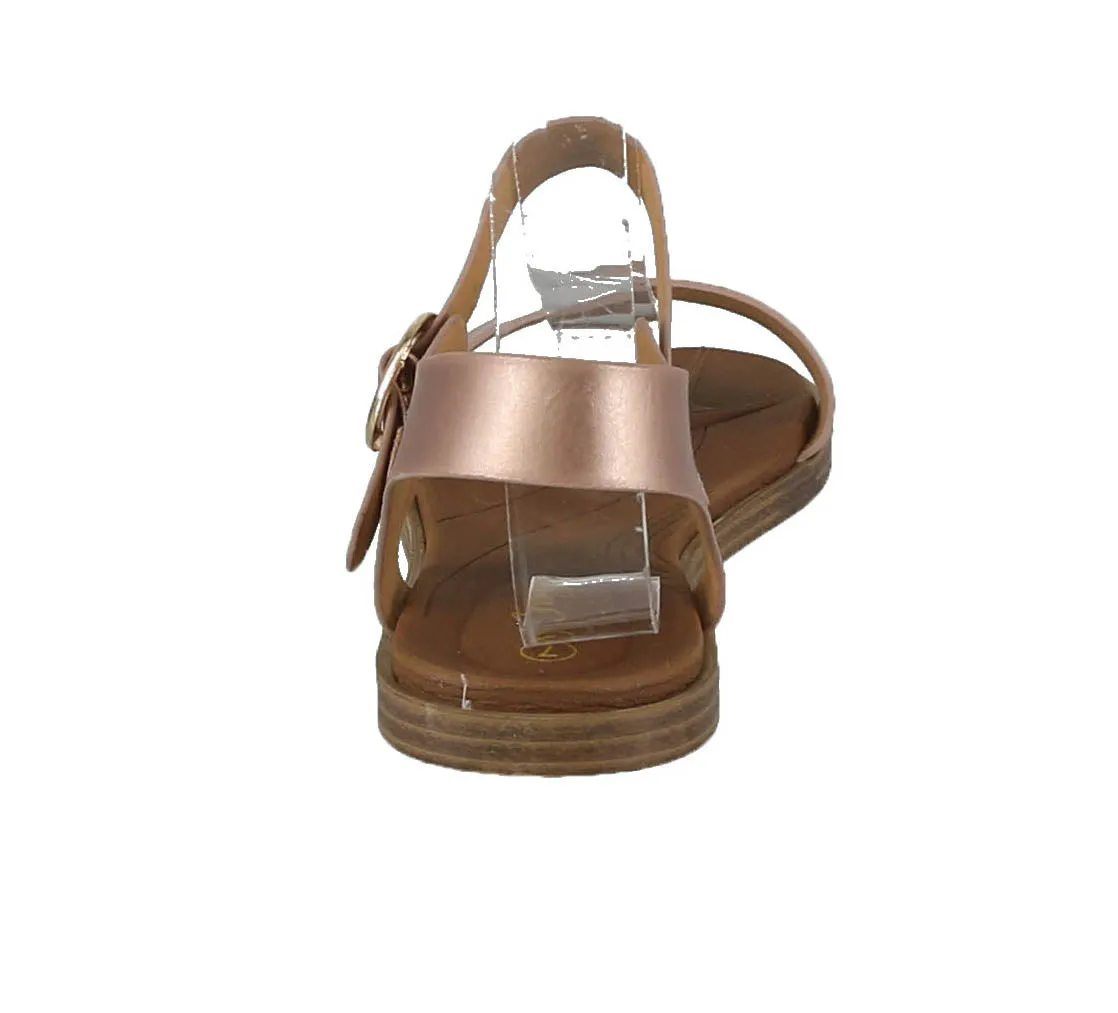 WOMAN'S SHOES ROSE GOLD PU LEATHER SANDALS MILD-68