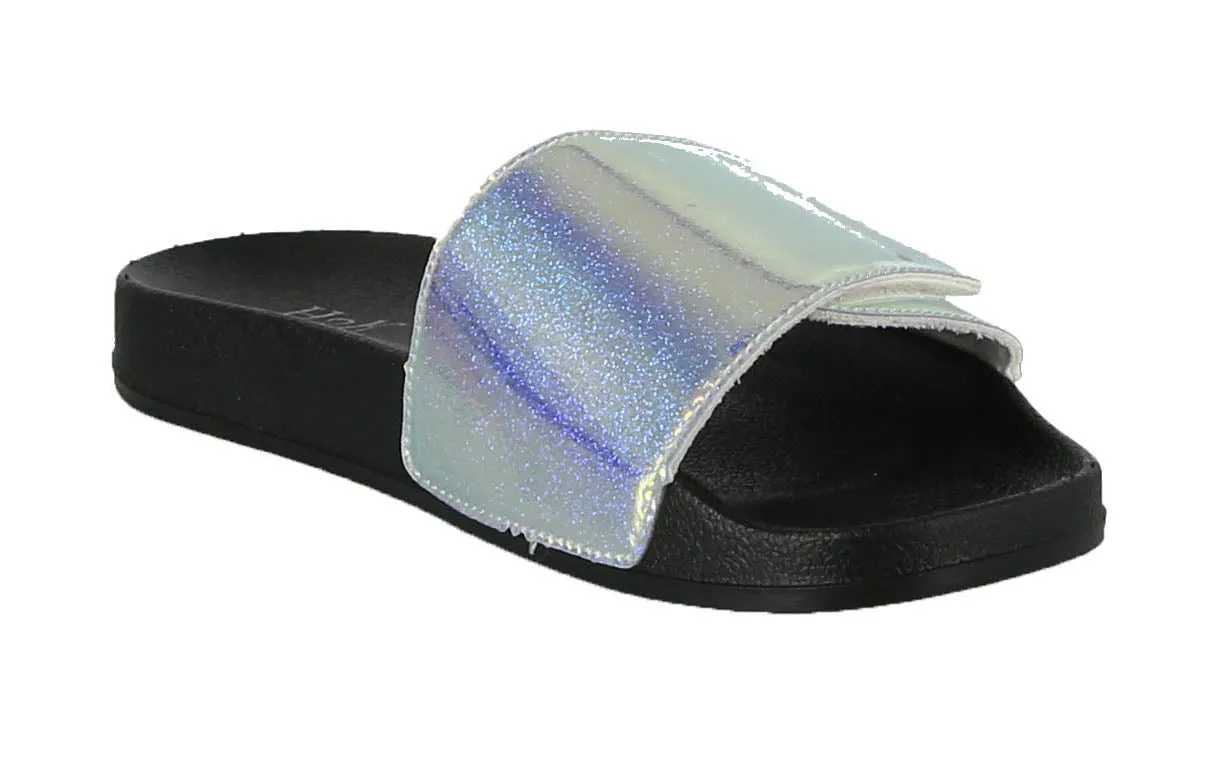 WOMAN'S SHOES SILVER PU SANDALS ANNA NEW HOLO