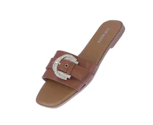 WOMAN'S SHOES TAN PU LEATHER SANDALS DUBAI-37