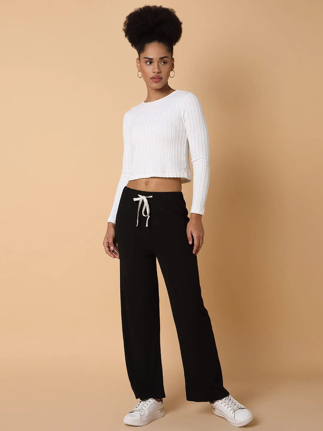 Women Black Comfort Slim Fit Trousers