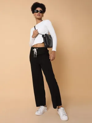 Women Black Comfort Slim Fit Trousers