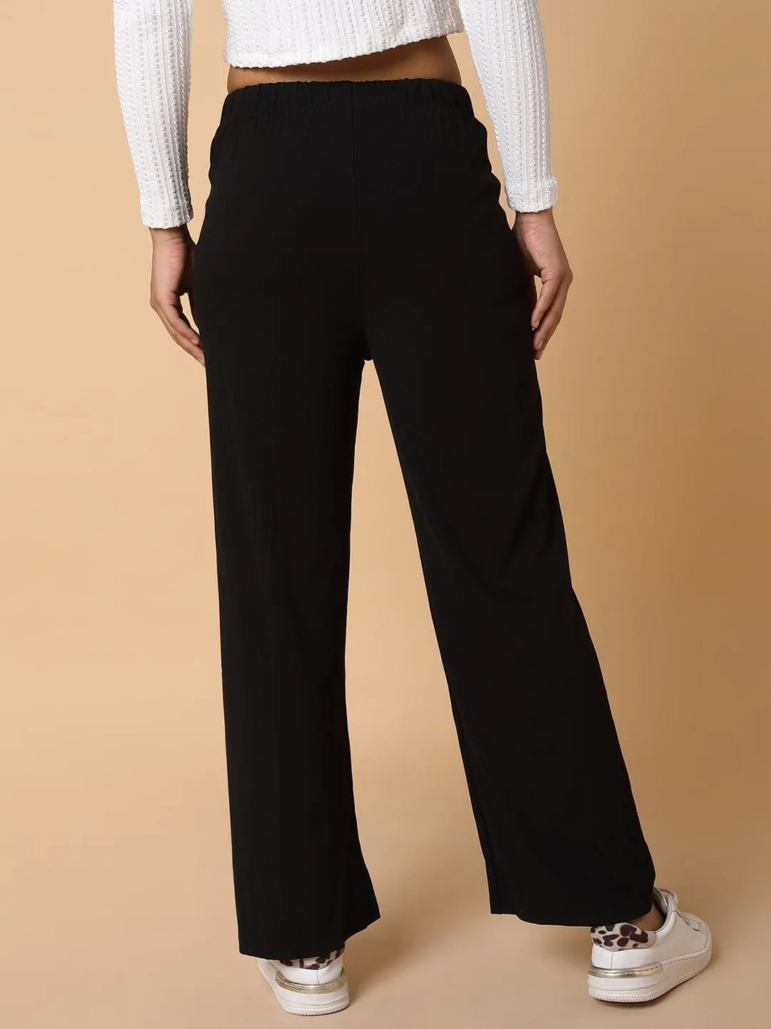 Women Black Comfort Slim Fit Trousers