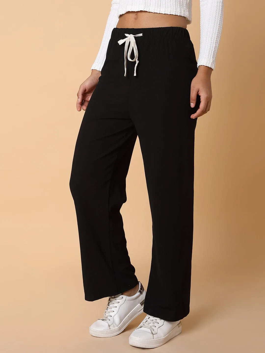 Women Black Comfort Slim Fit Trousers