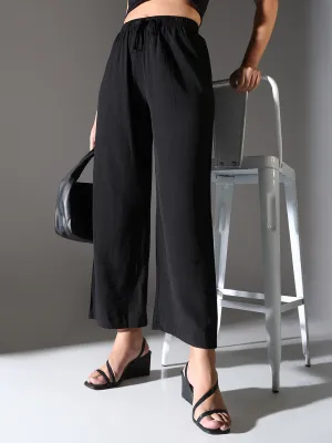 Women Black Comfort Straight Fit Trousers