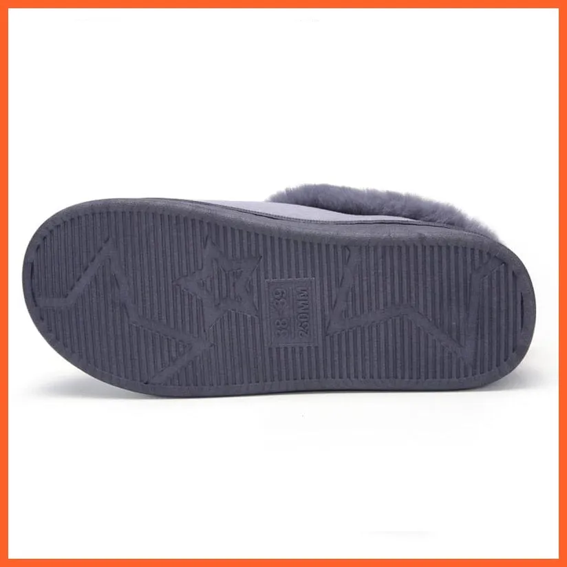 Women Cotton Soft Heart-Shaped Warm Plush Winter Fur Slippers
