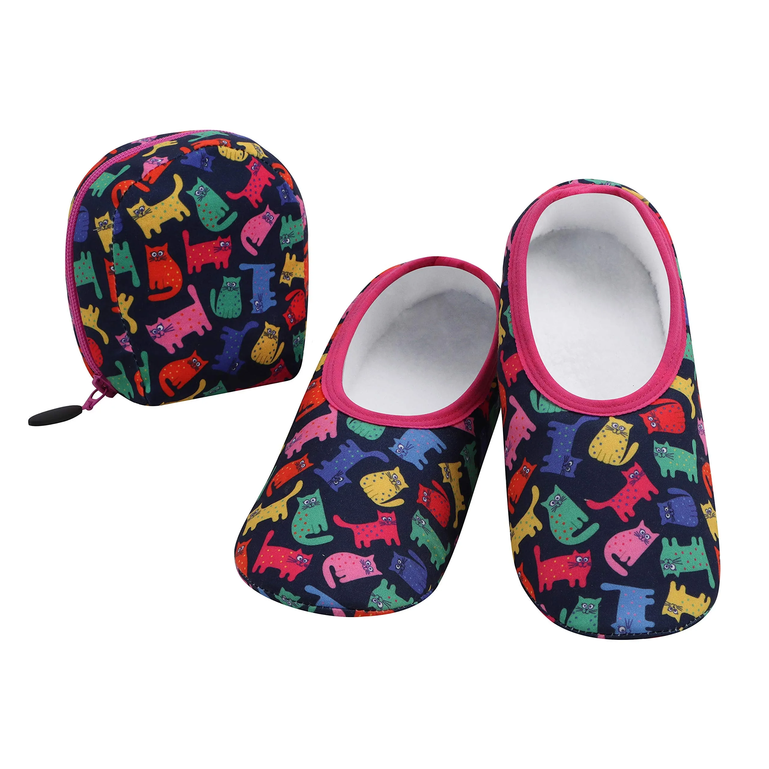 Womens Cats Skinnies With Travel Pouch Slippers