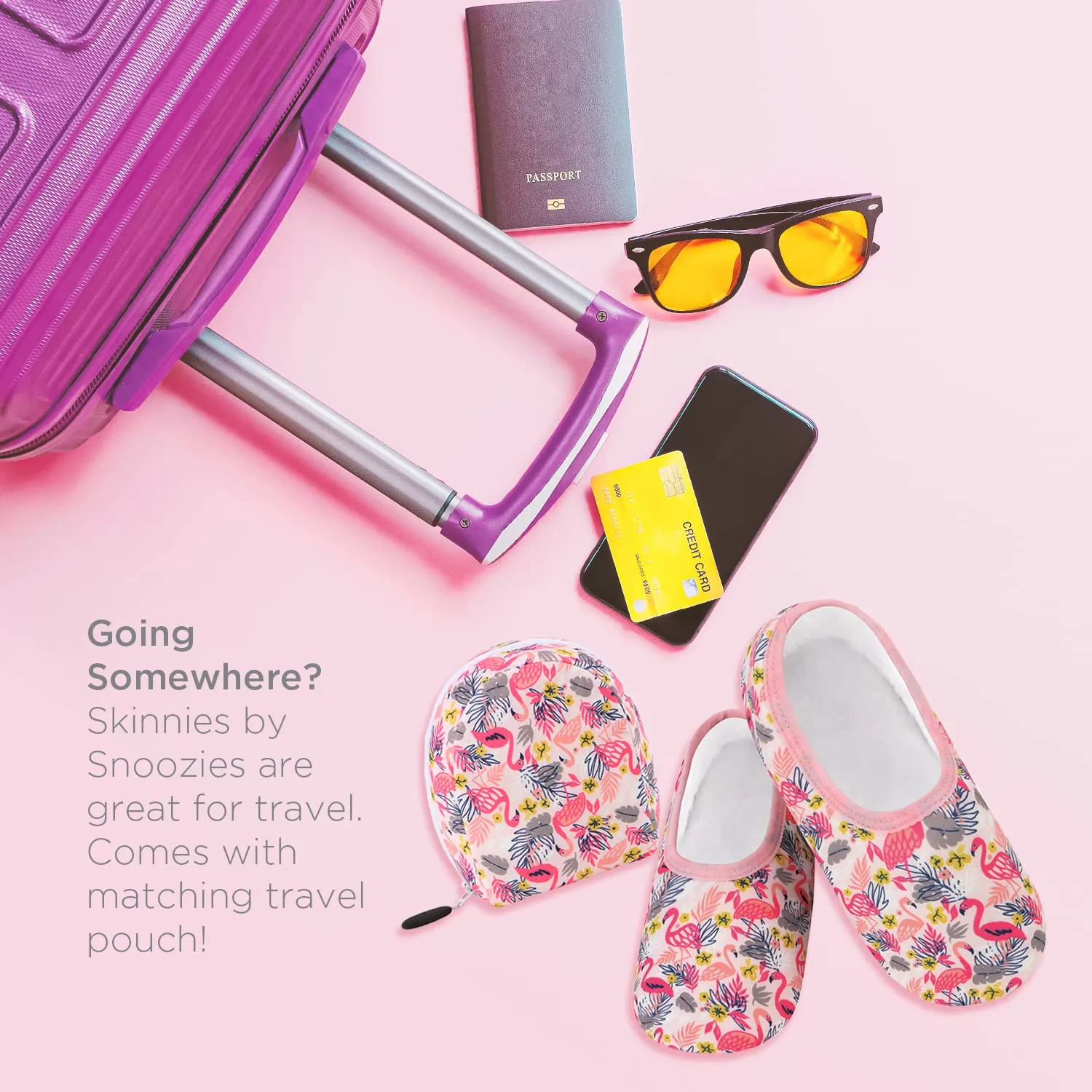 Womens Flamingo Skinnies With Travel Pouch Slippers