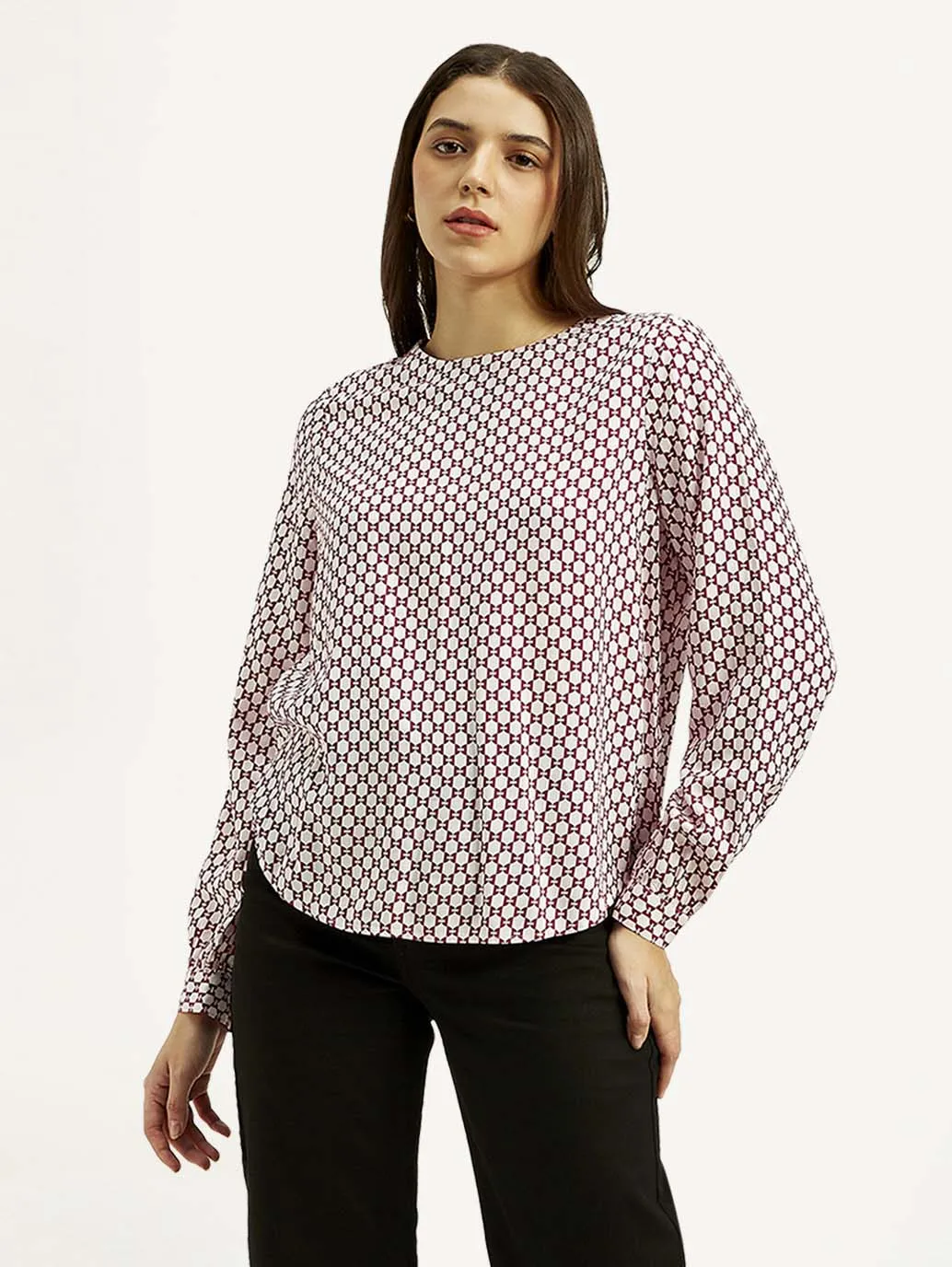 Women's Geometric Round Neck Top