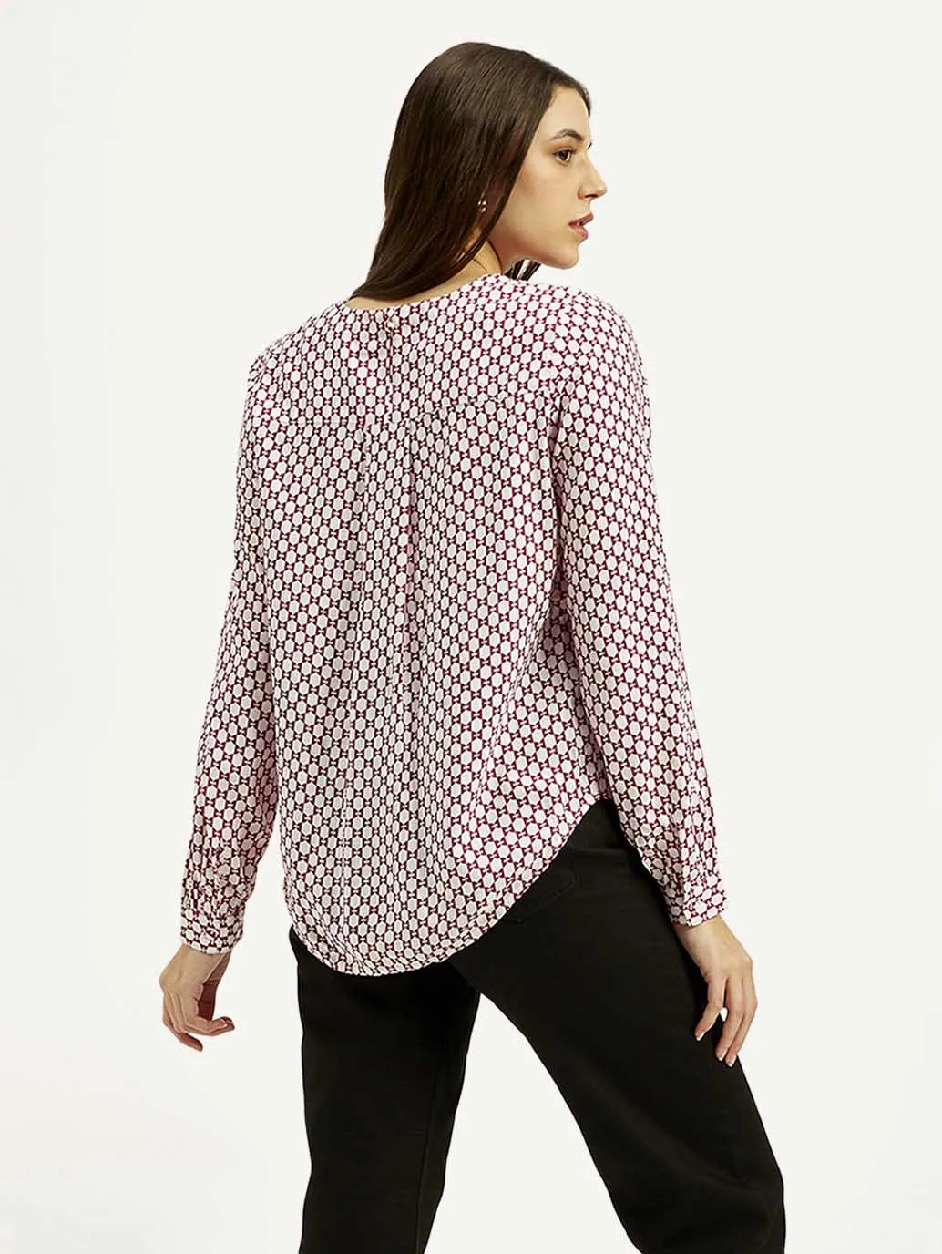 Women's Geometric Round Neck Top
