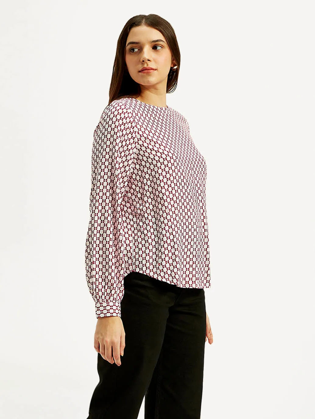 Women's Geometric Round Neck Top